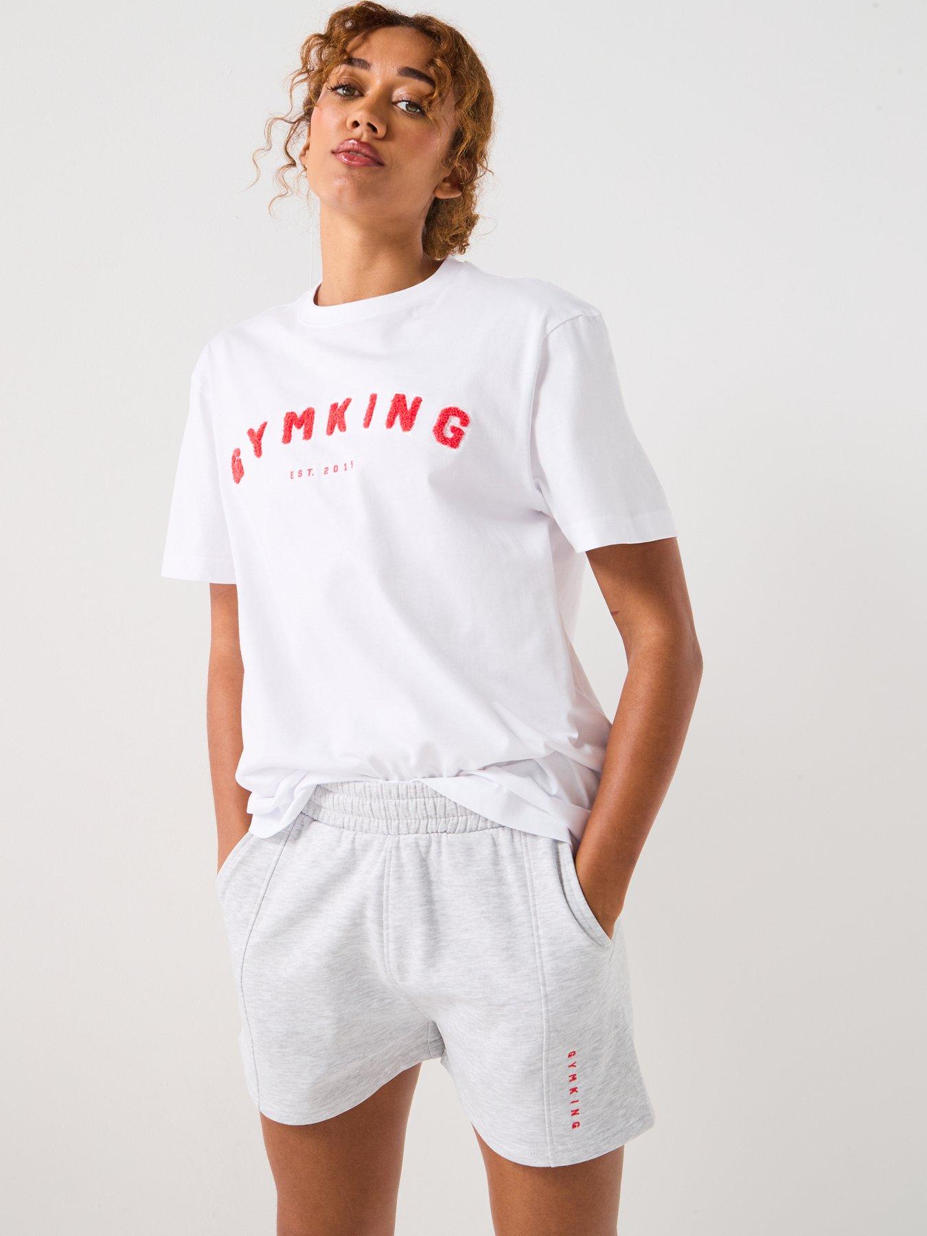  image of gym-king-womens-shadow-seam-detail-short-snow-marl