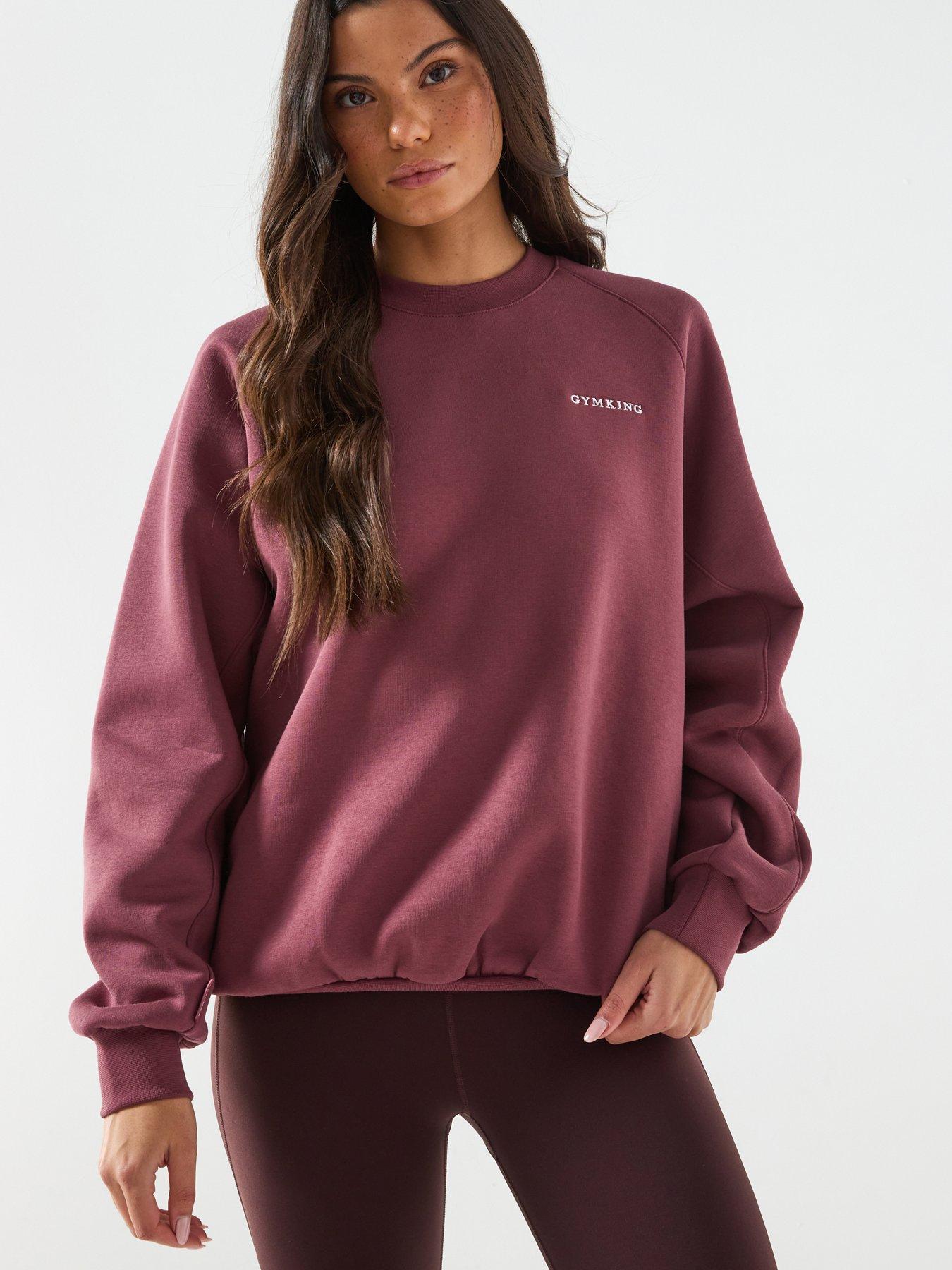 Gym King Womens 365 Raglan Sleeve Crew- Red