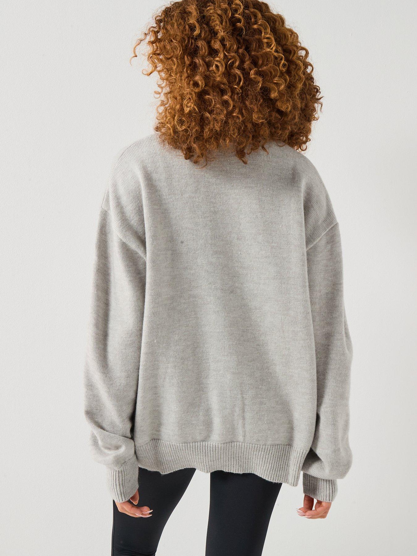 stillFront image of gym-king-restore-knitted-full-zip-funnel-white