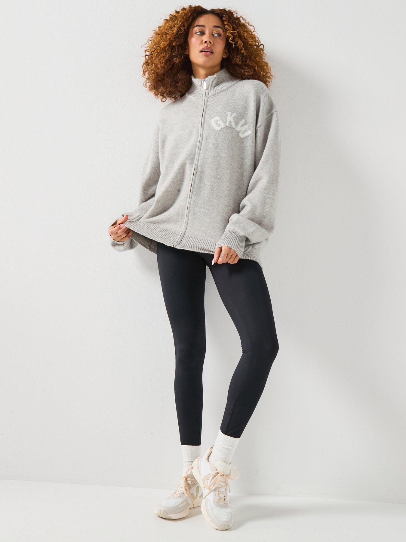  image of gym-king-restore-knitted-full-zip-funnel-white