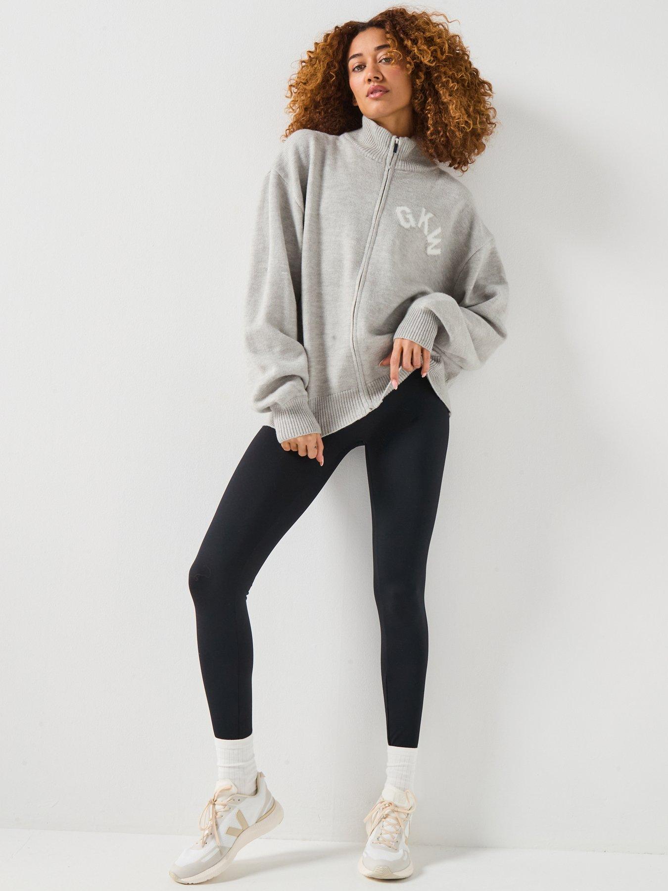  image of gym-king-restore-knitted-full-zip-funnel-white