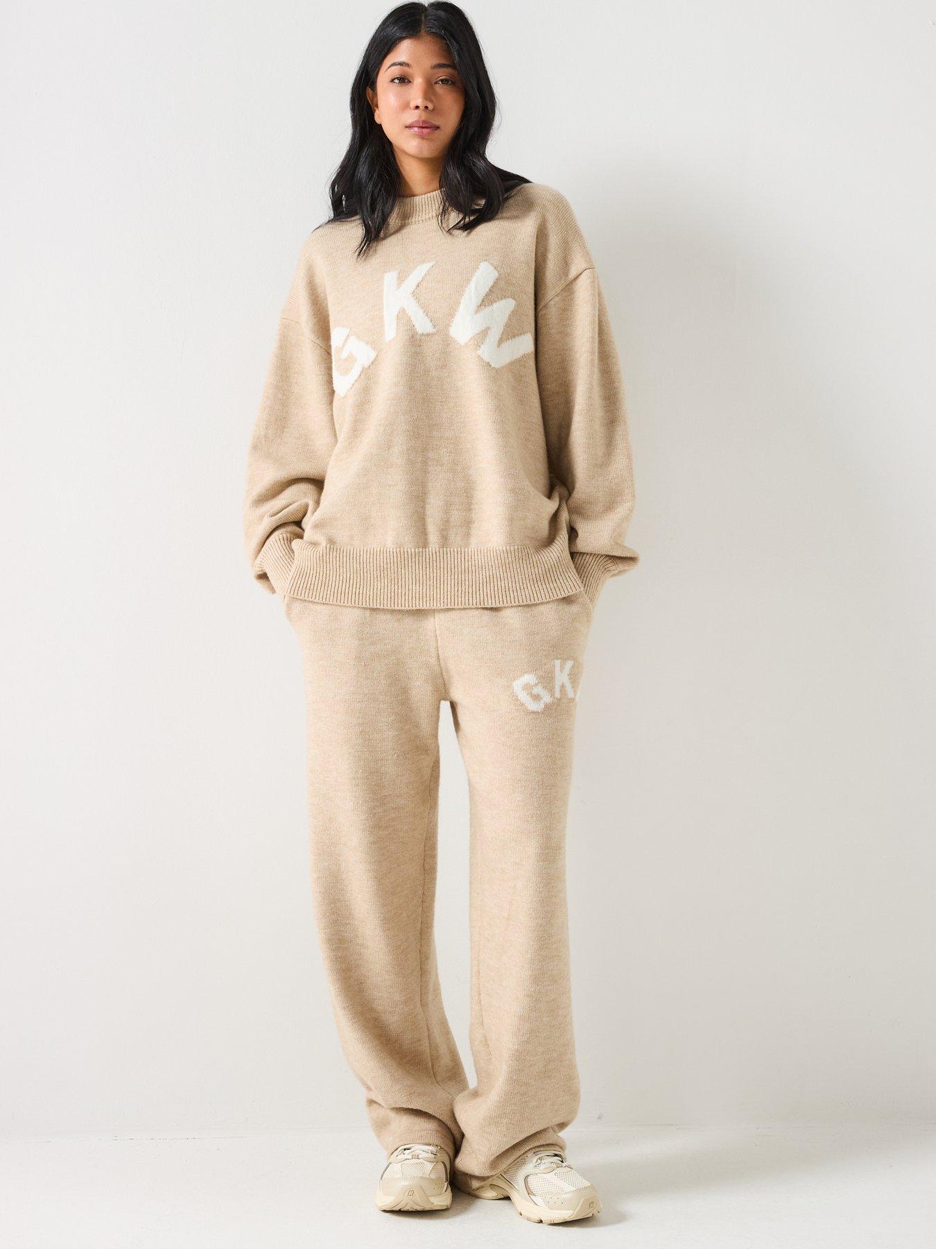 Image 3 of 6 of Gym King Womens Restore Knit Straight Leg Jogger - Beige