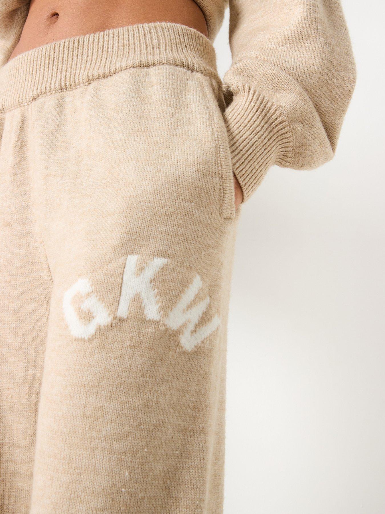 Image 4 of 6 of Gym King Womens Restore Knit Straight Leg Jogger - Beige