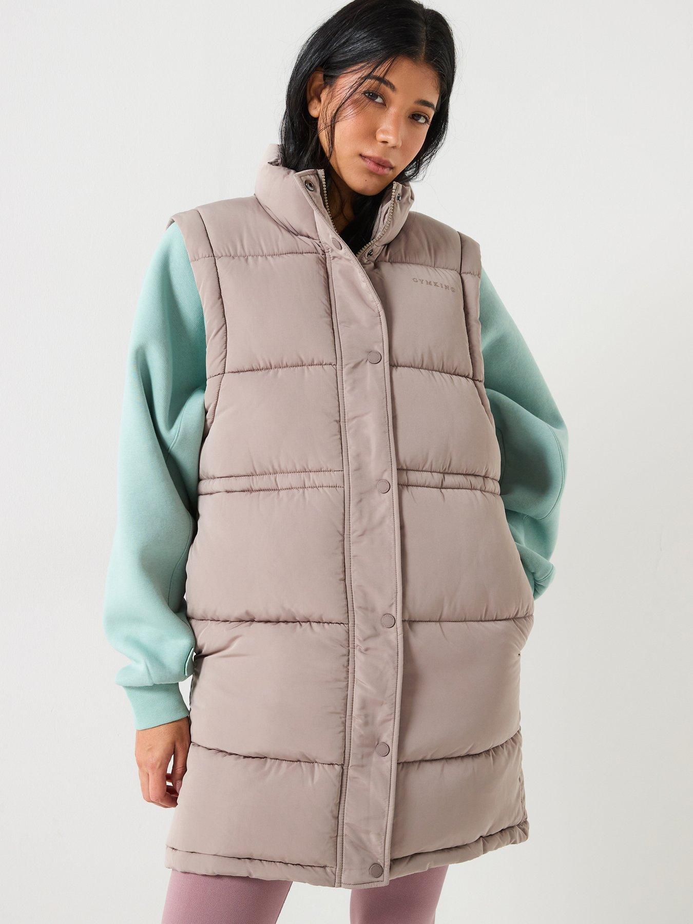  image of gym-king-womens-padded-longline-gilet-brown