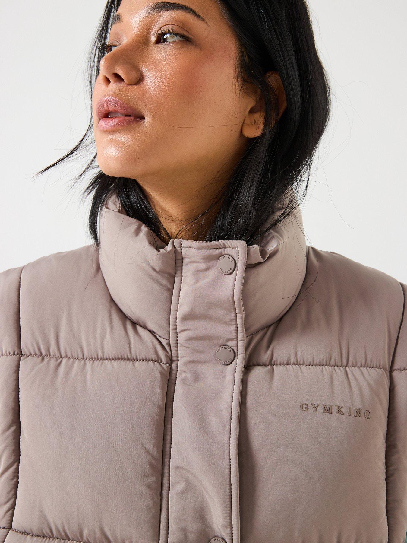  image of gym-king-womens-padded-longline-gilet-brown