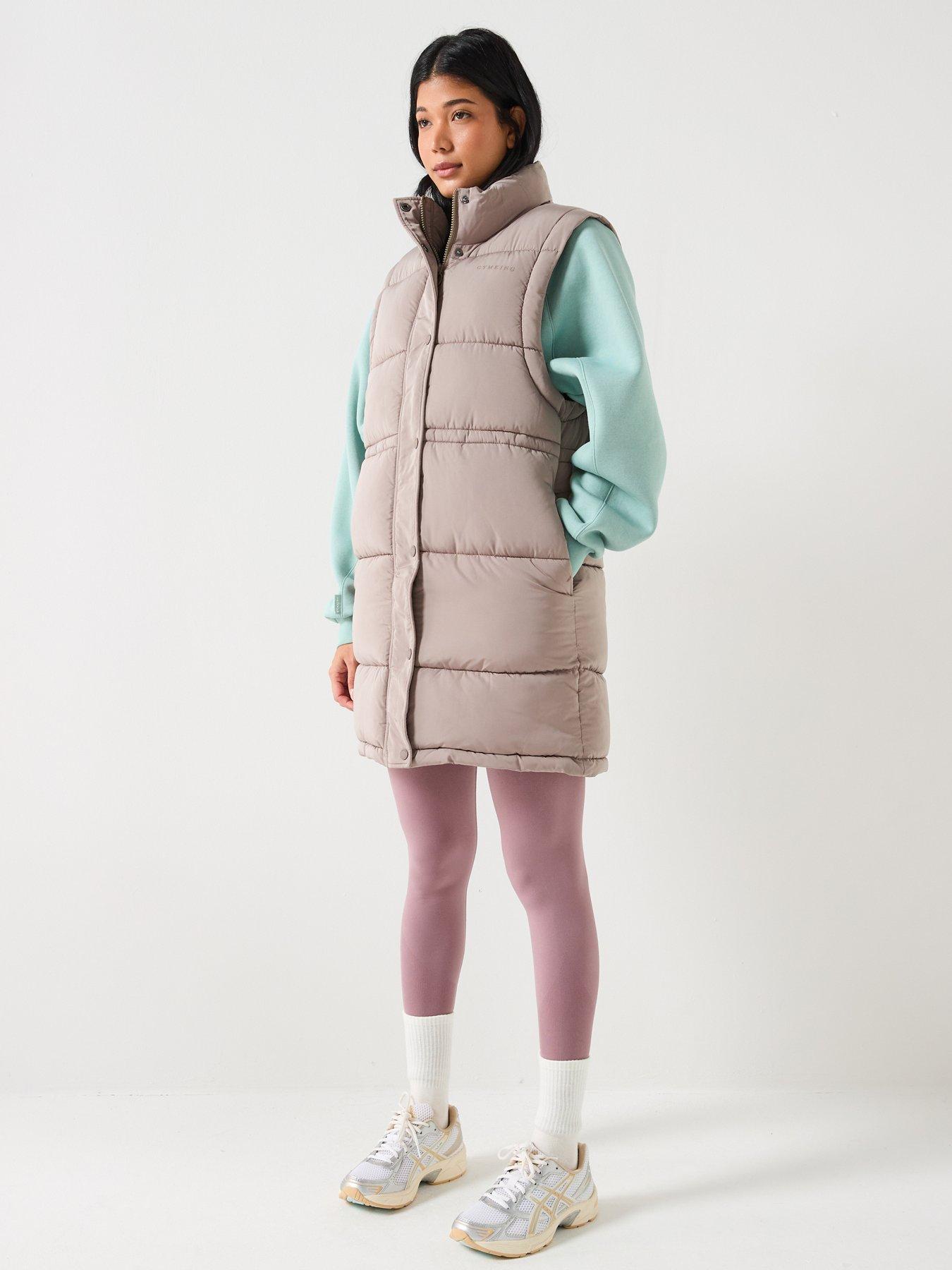  image of gym-king-womens-padded-longline-gilet-brown