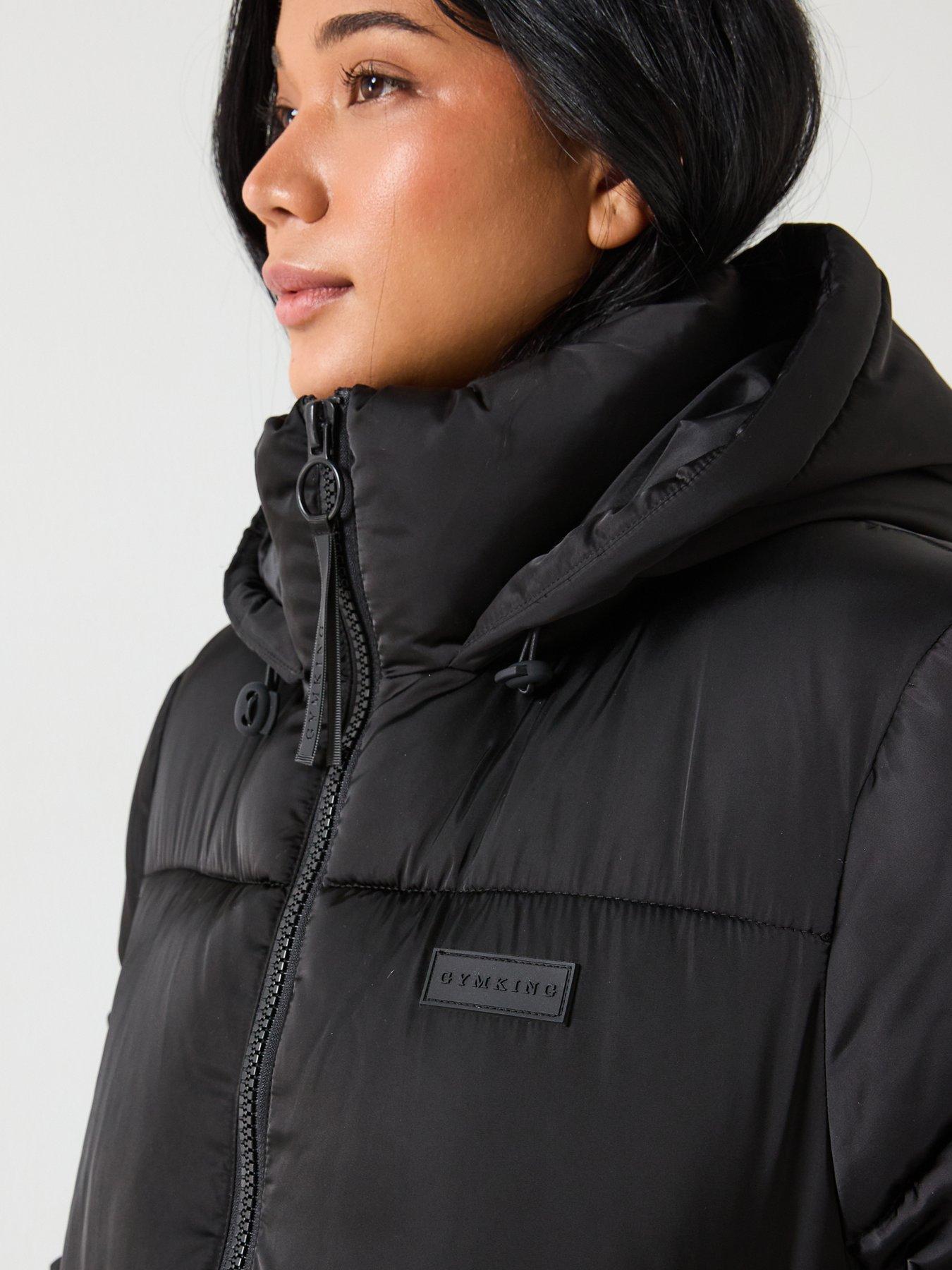  image of gym-king-womens-cropped-padded-jacket-black
