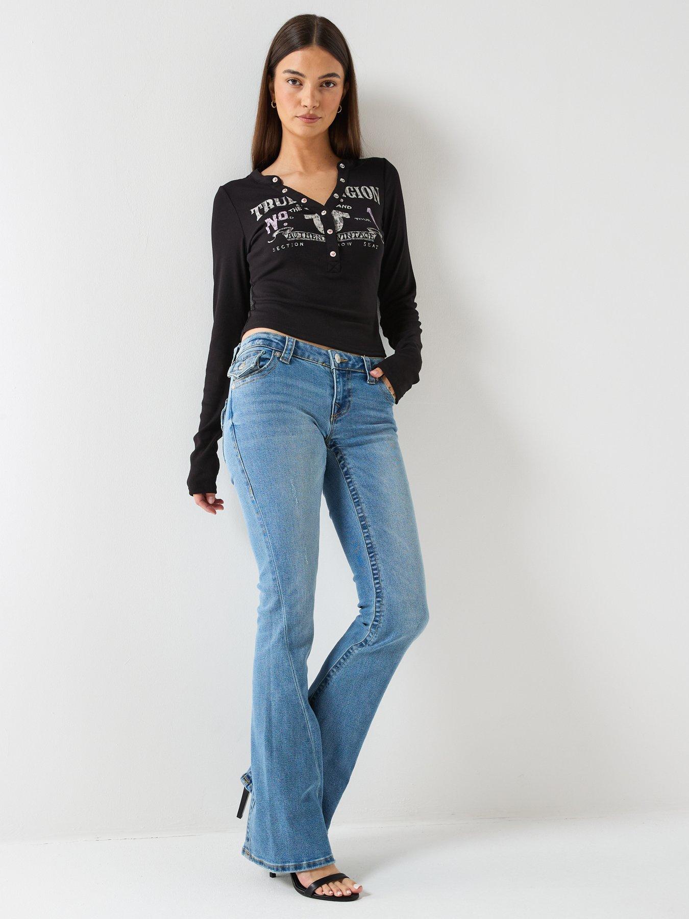  image of true-religion-joey-low-rise-flare-flap-jeans-light-wash