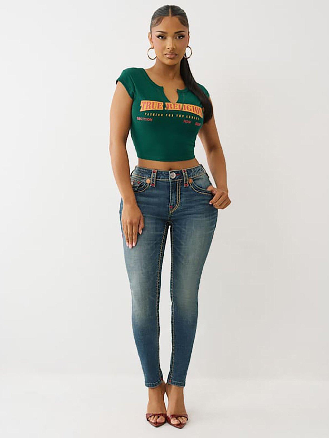  image of true-religion-anniversary-notched-short-sleeve-rib-tee-dark-green