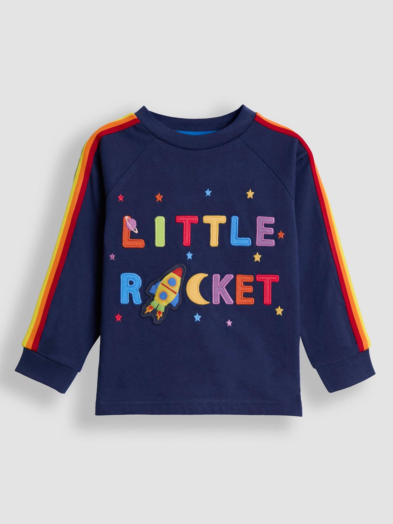Image 1 of 3 of JoJo Maman Bebe Toddler Boys Rocket Applique Top - Navy