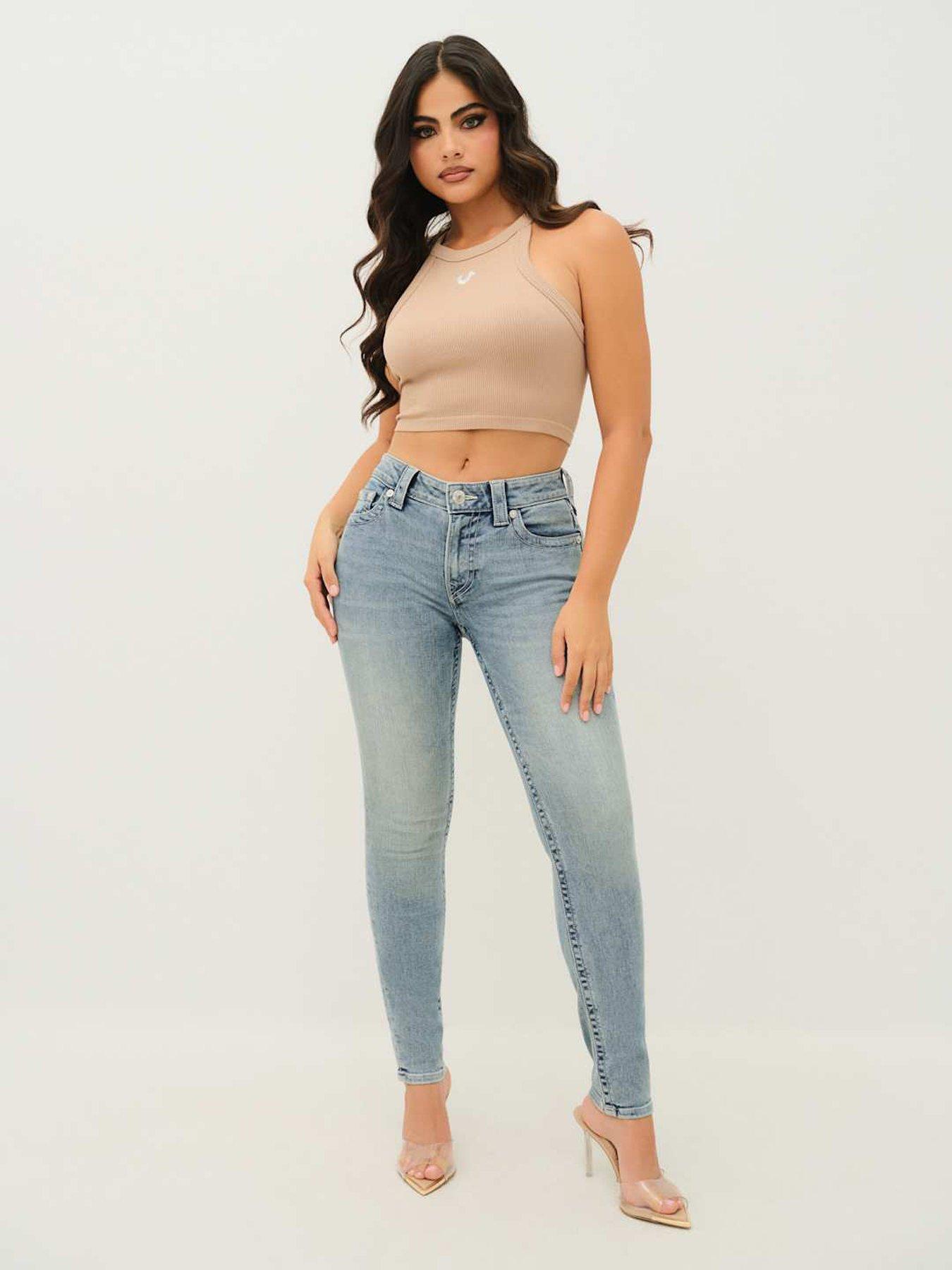 Image 3 of 4 of TRUE RELIGION Jennie Mid Rise Curvy Skinny Fit Jeans - Light Wash