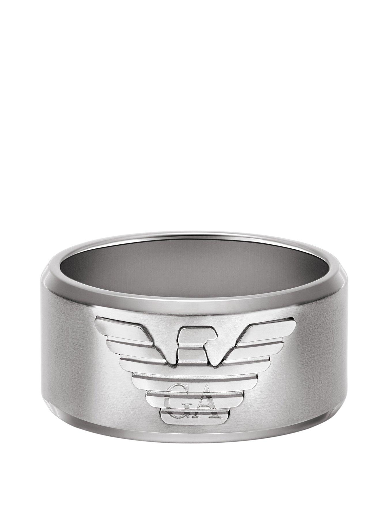 undefined Men's Stainless Steel Eagle Logo Ring, Egs3166040 - Silver