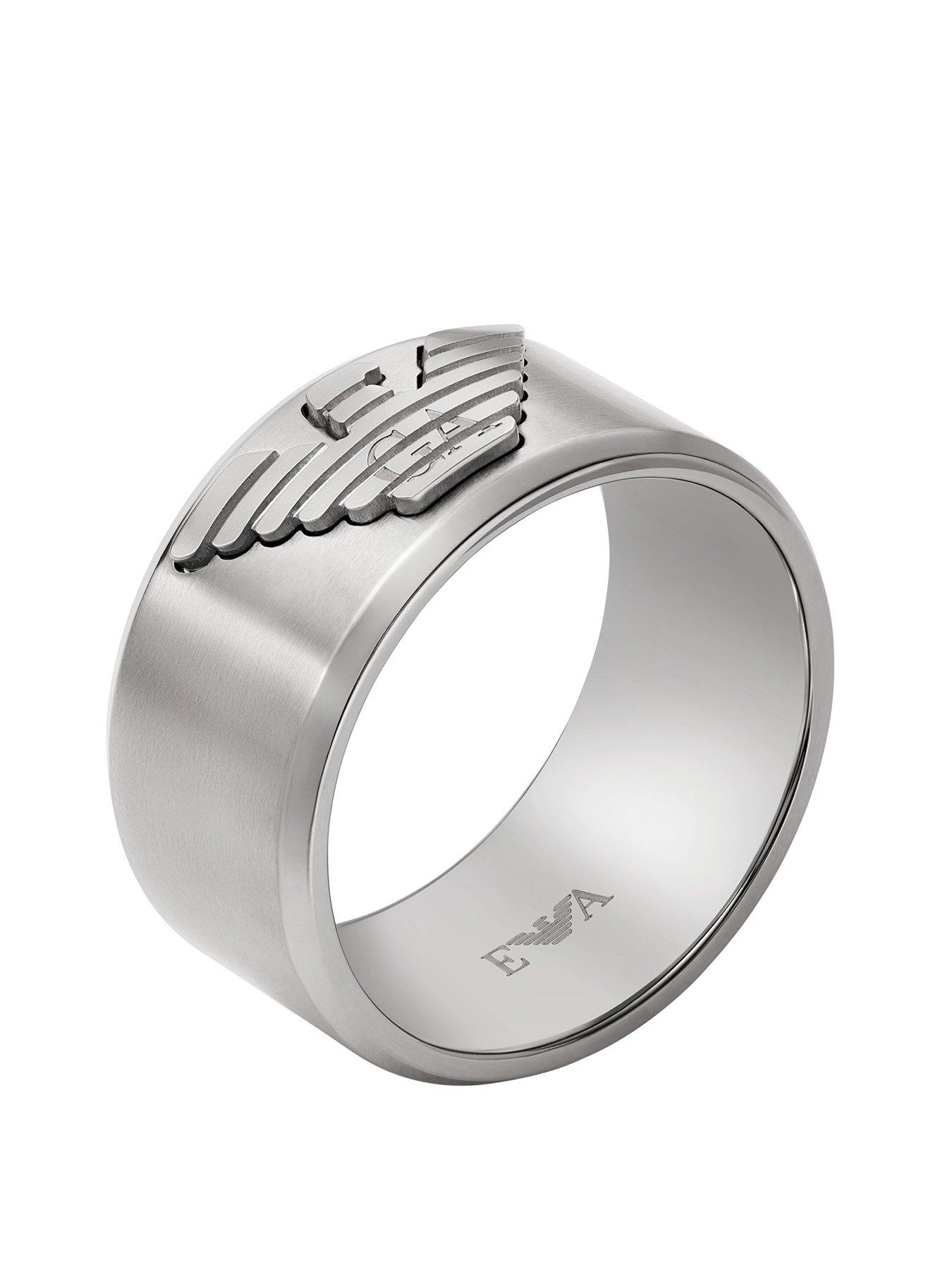 Image 2 of 5 of Emporio Armani Men's Stainless Steel Eagle Logo Ring, Egs3166040 - Silver