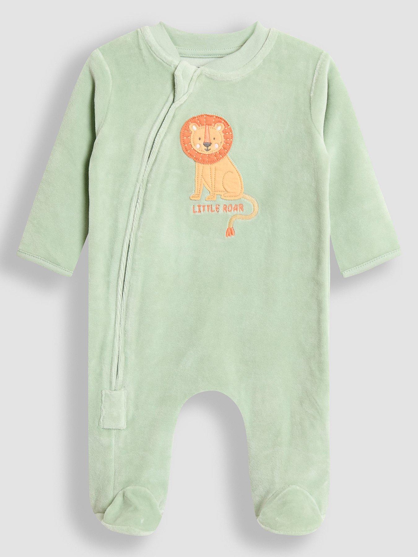 undefined Baby Unisex Lion Velour Applique All-In-One - Green