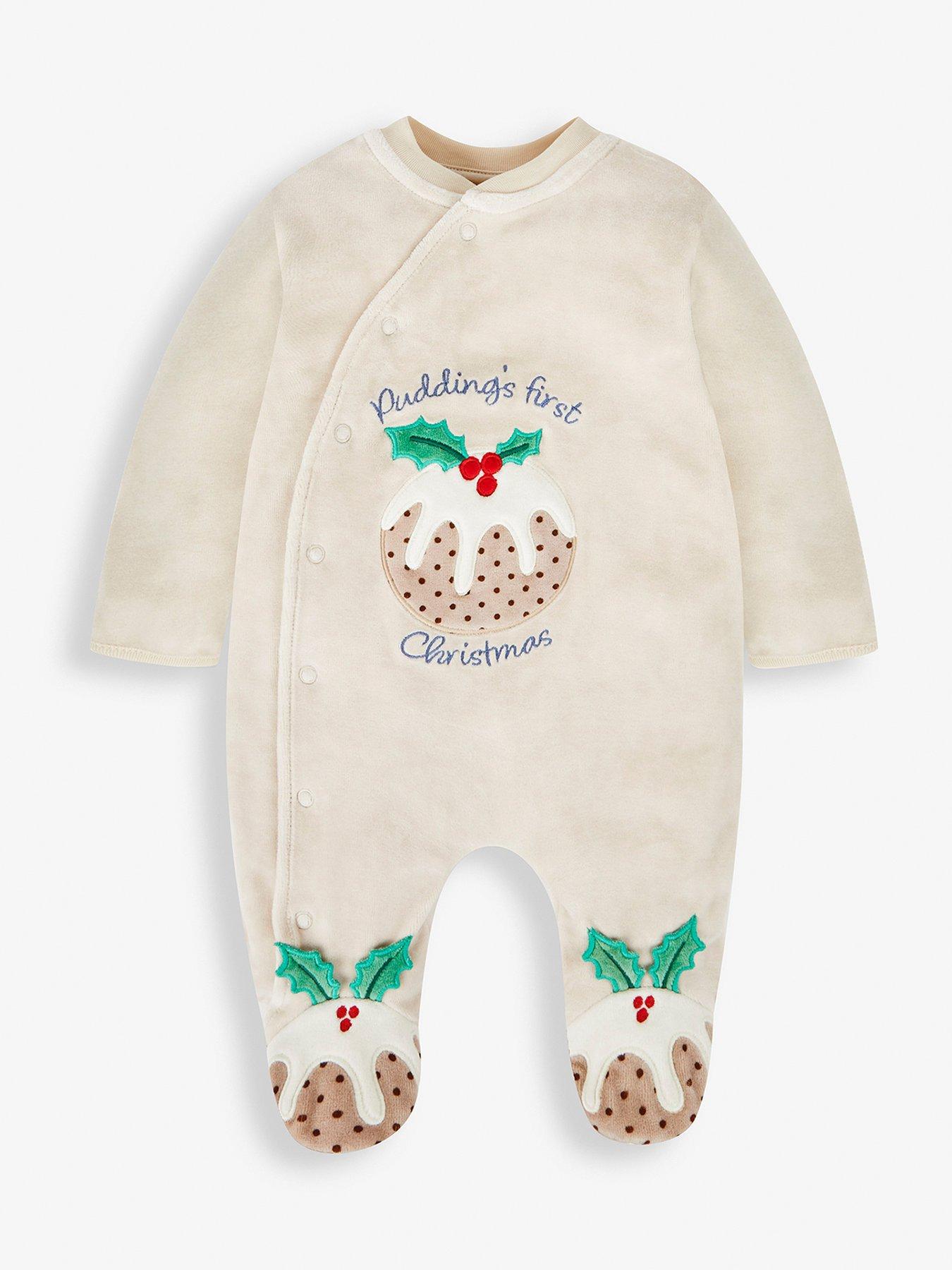 Image 1 of 4 of JoJo Maman Bebe Baby Unisex Pudding Applique All-In-One - Beige