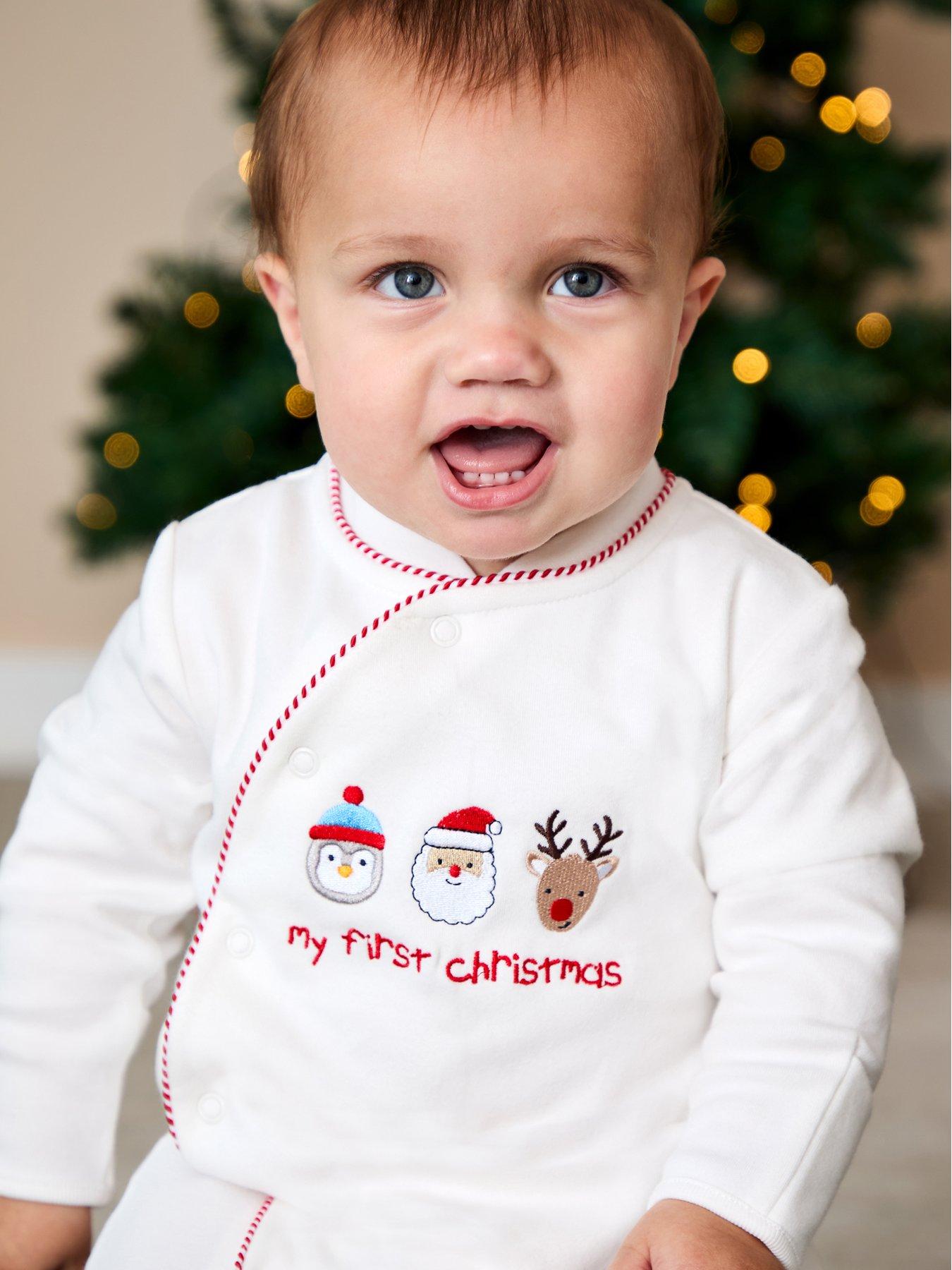 front image of jojo-maman-bebe-baby-unisex-my-first-christmas-sleepsuit-cream