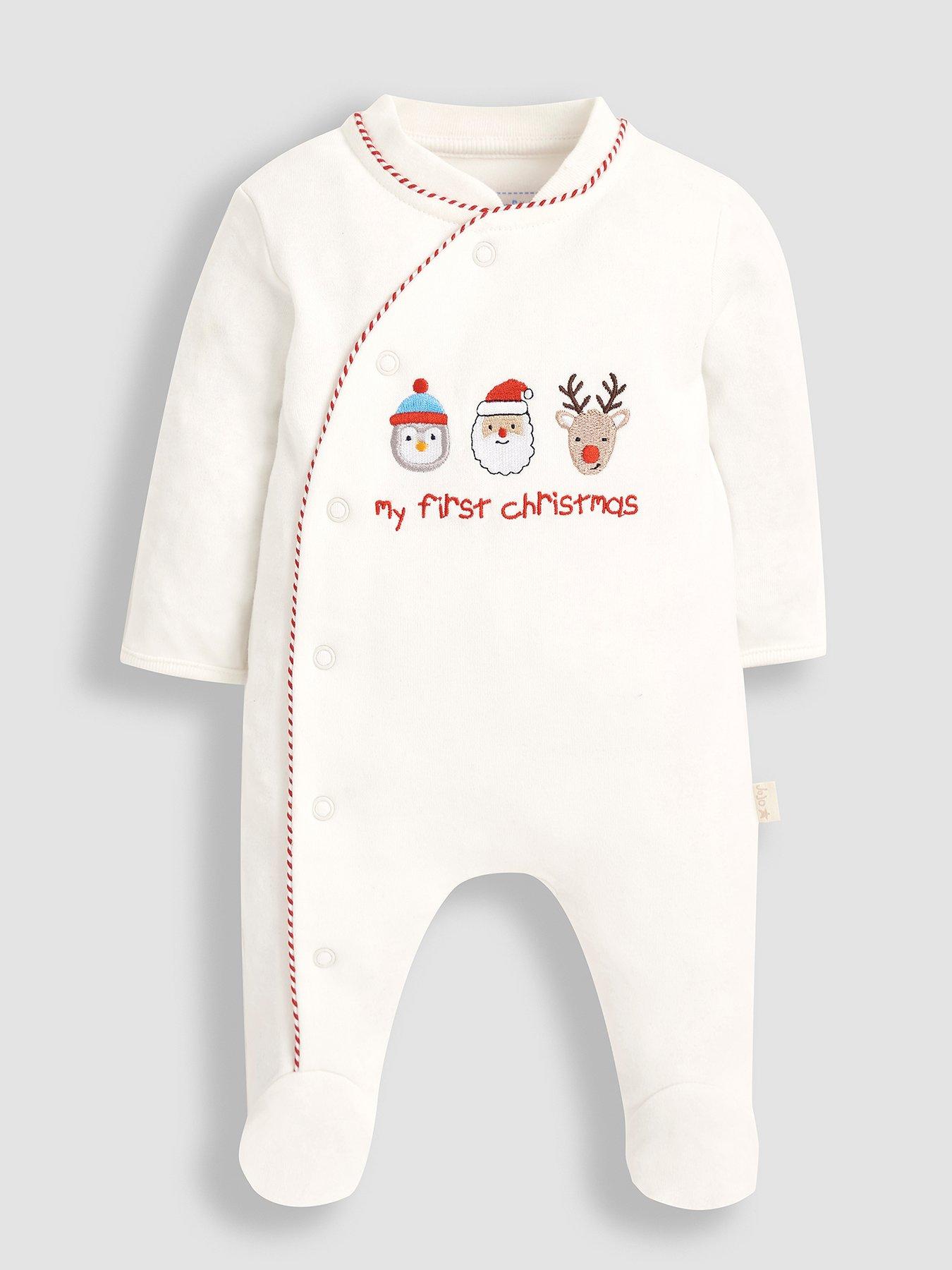 stillFront image of jojo-maman-bebe-baby-unisex-my-first-christmas-sleepsuit-cream