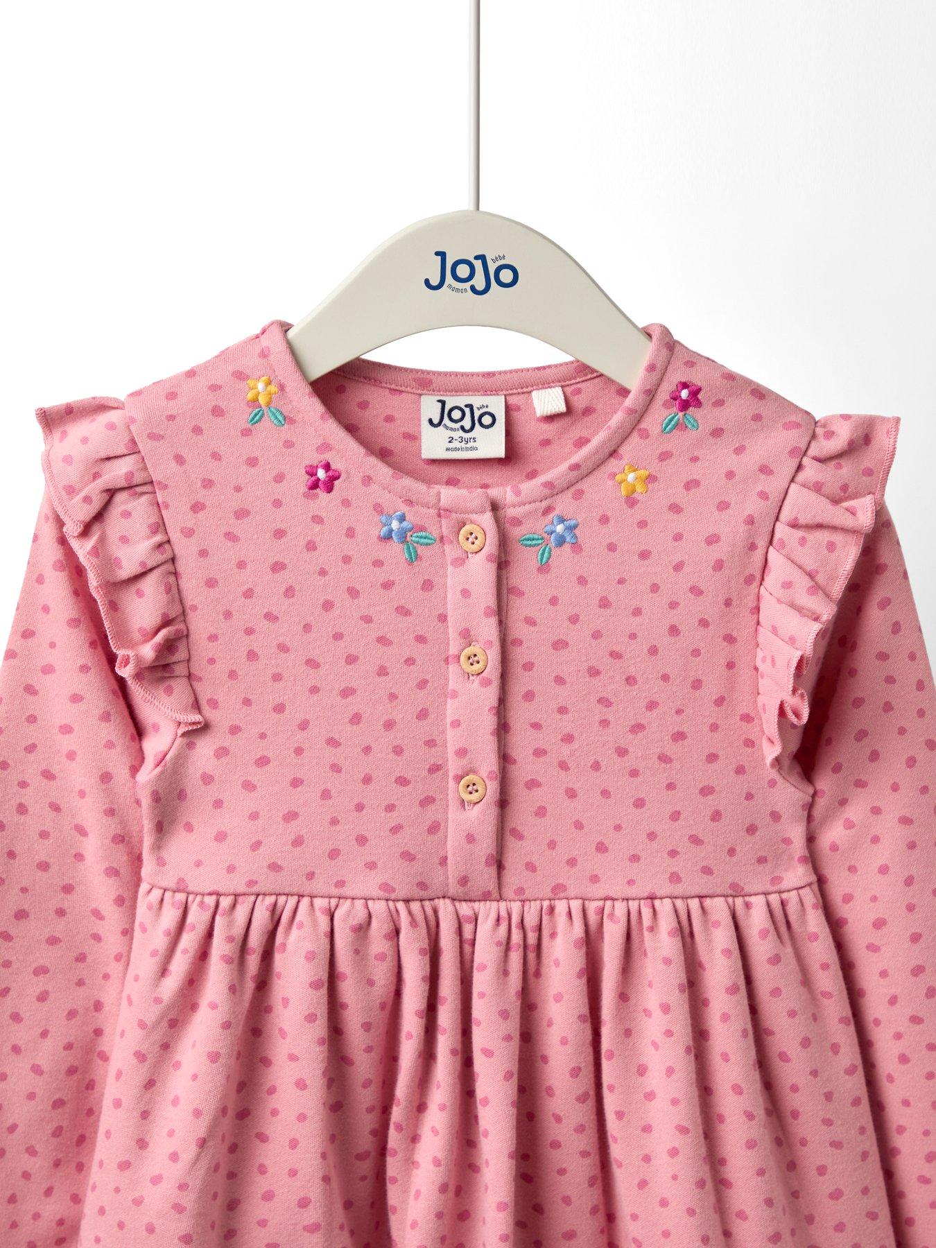 Image 3 of 4 of JoJo Maman Bebe Toddler Girls Bunny Applique Frill Shoulder Dress - Pink