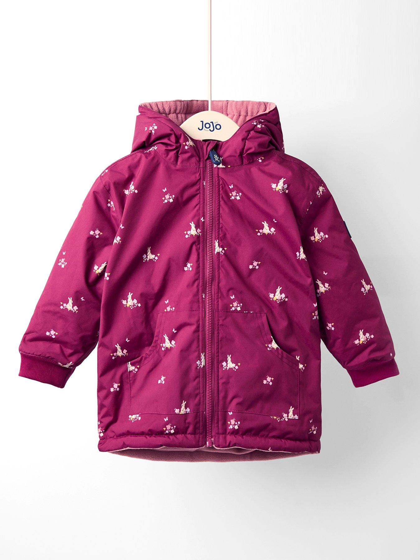 JoJo Maman Bebe Toddler Girls Reversible Fleece Lined Jacket - Pink