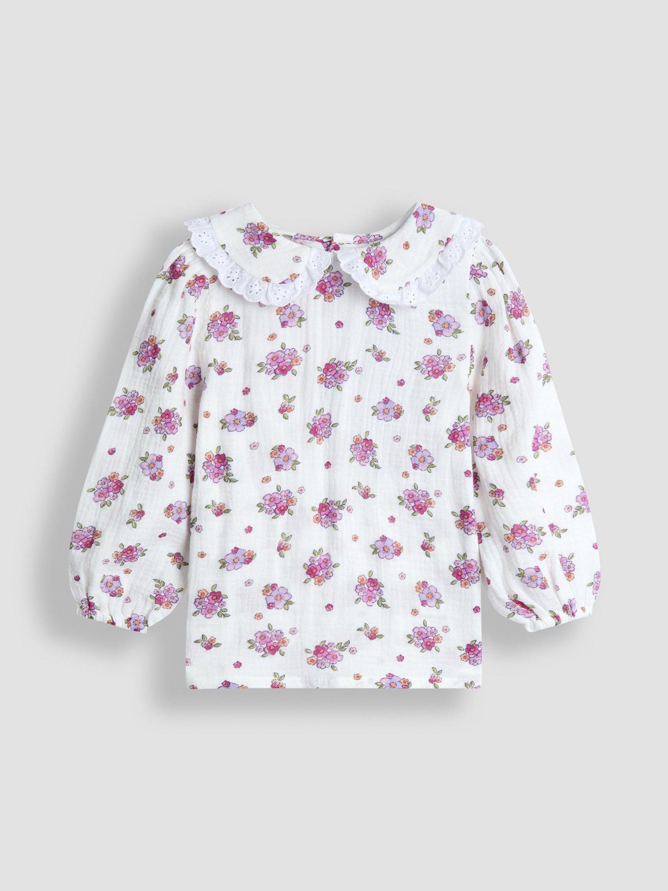  image of jojo-maman-bebe-toddler-girls-embroidered-cord-pinafore-dress-amp-blouse-set-red