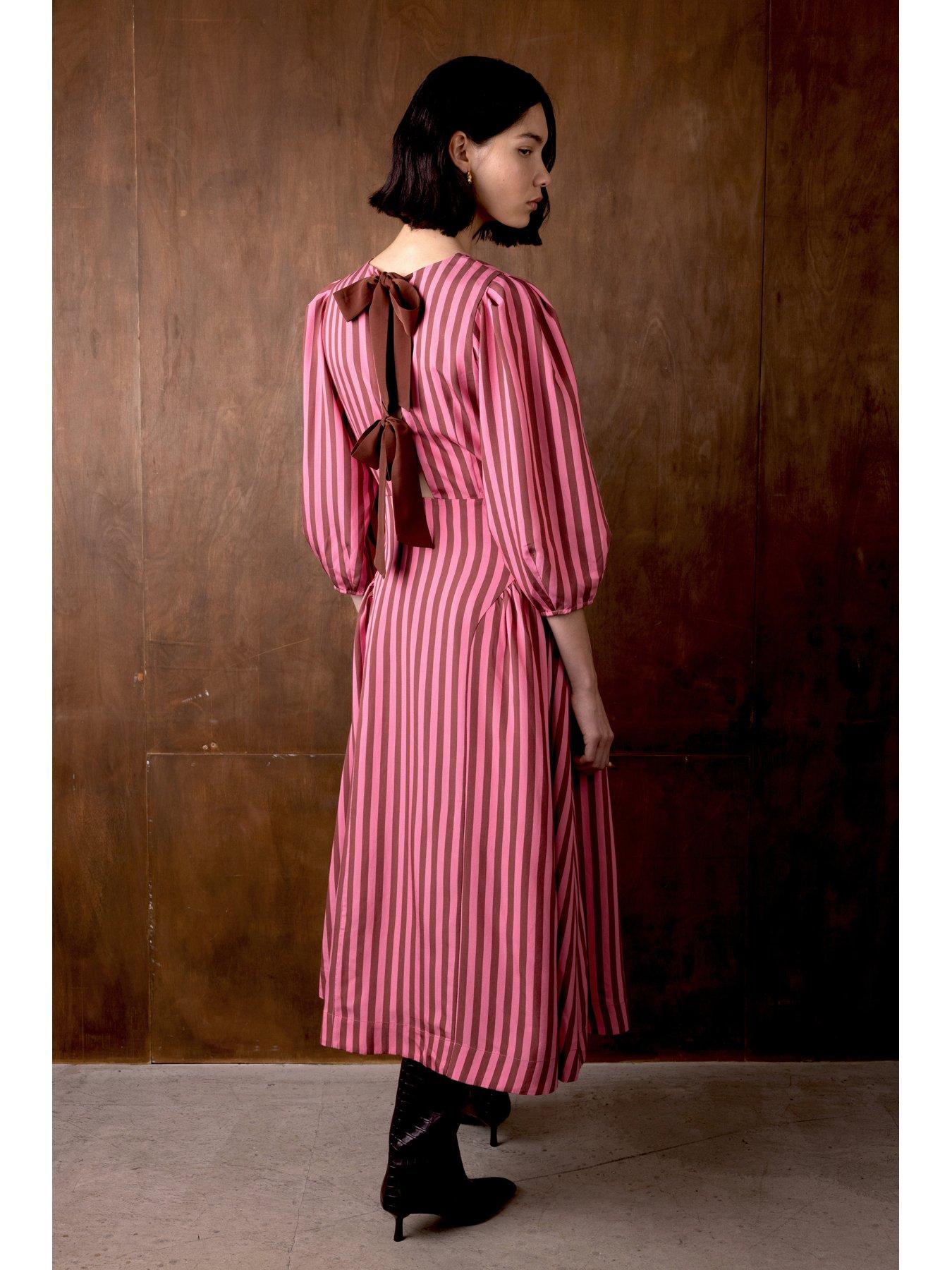 Image 2 of 4 of Vivere Pippa Stripe Dress - Pink/ Brown