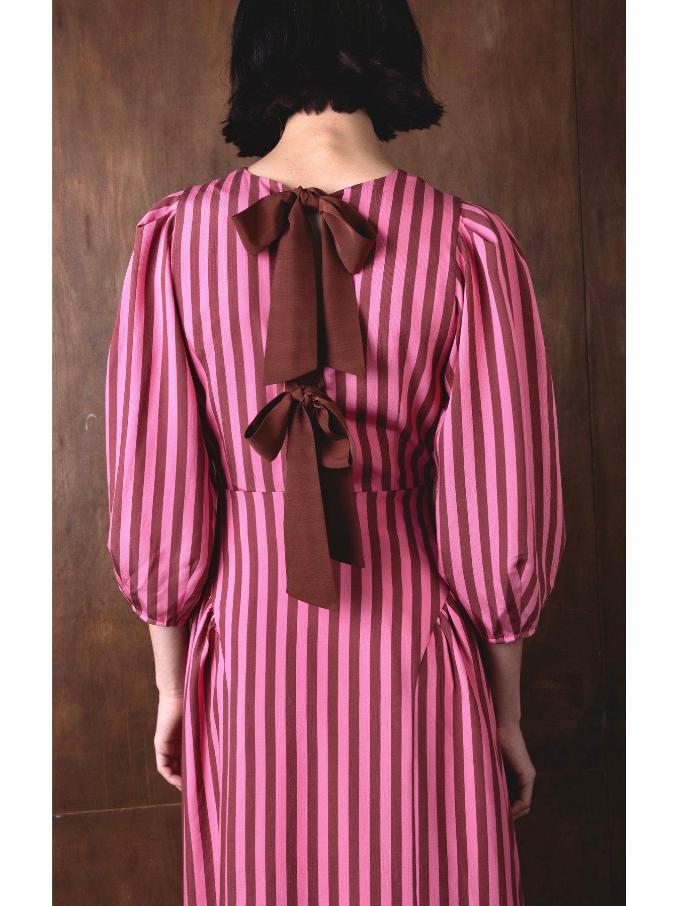 Image 4 of 4 of Vivere Pippa Stripe Dress - Pink/ Brown