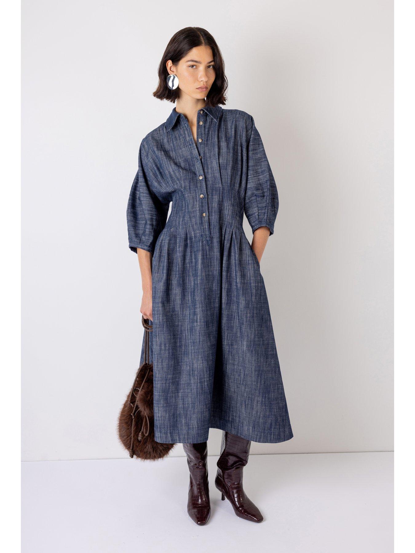 Vi.ve.re Novalie Denim Dress - Indigo Blue