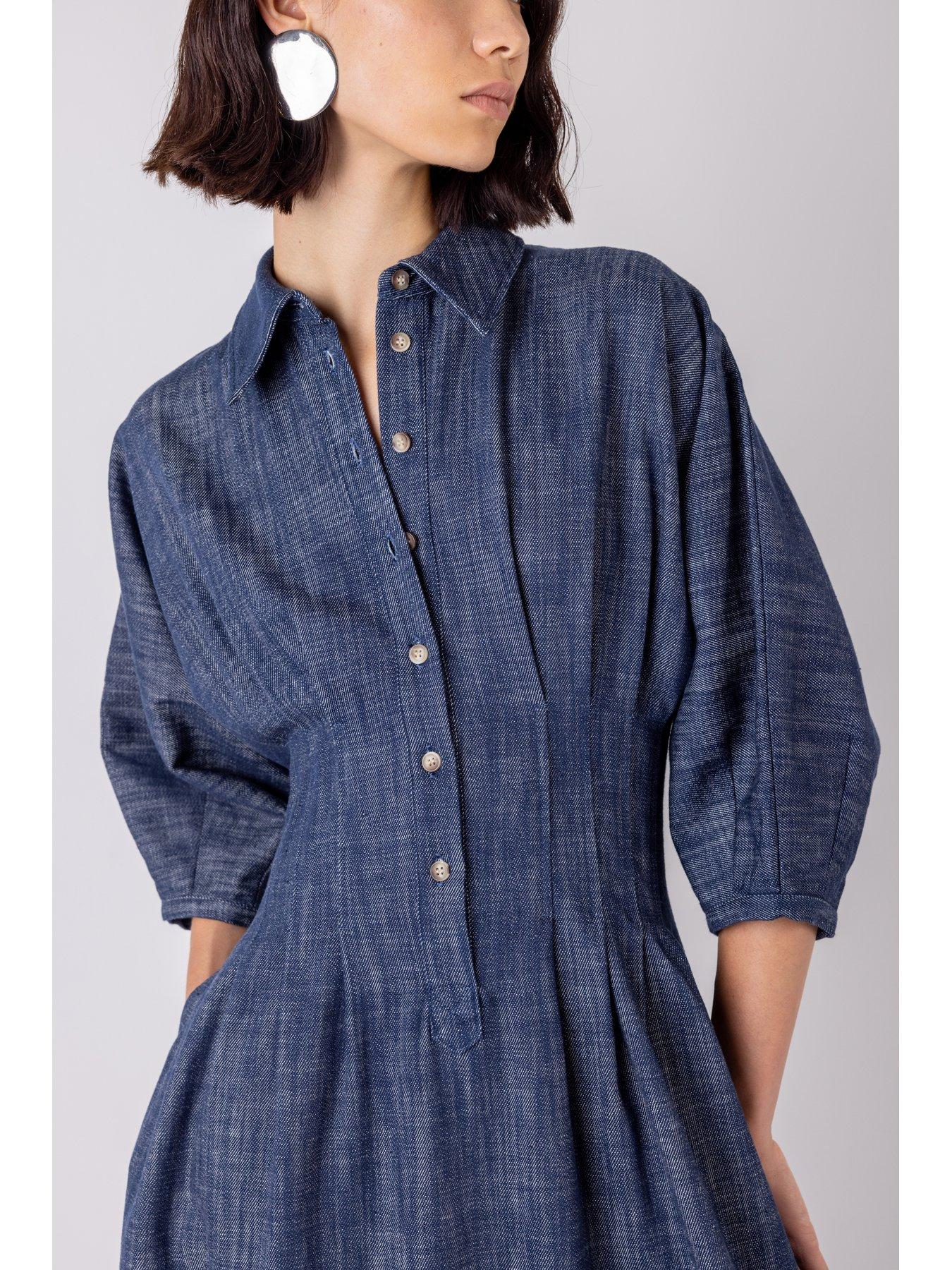 Image 3 of 4 of Vivere Novalie Denim Dress - Indigo Blue