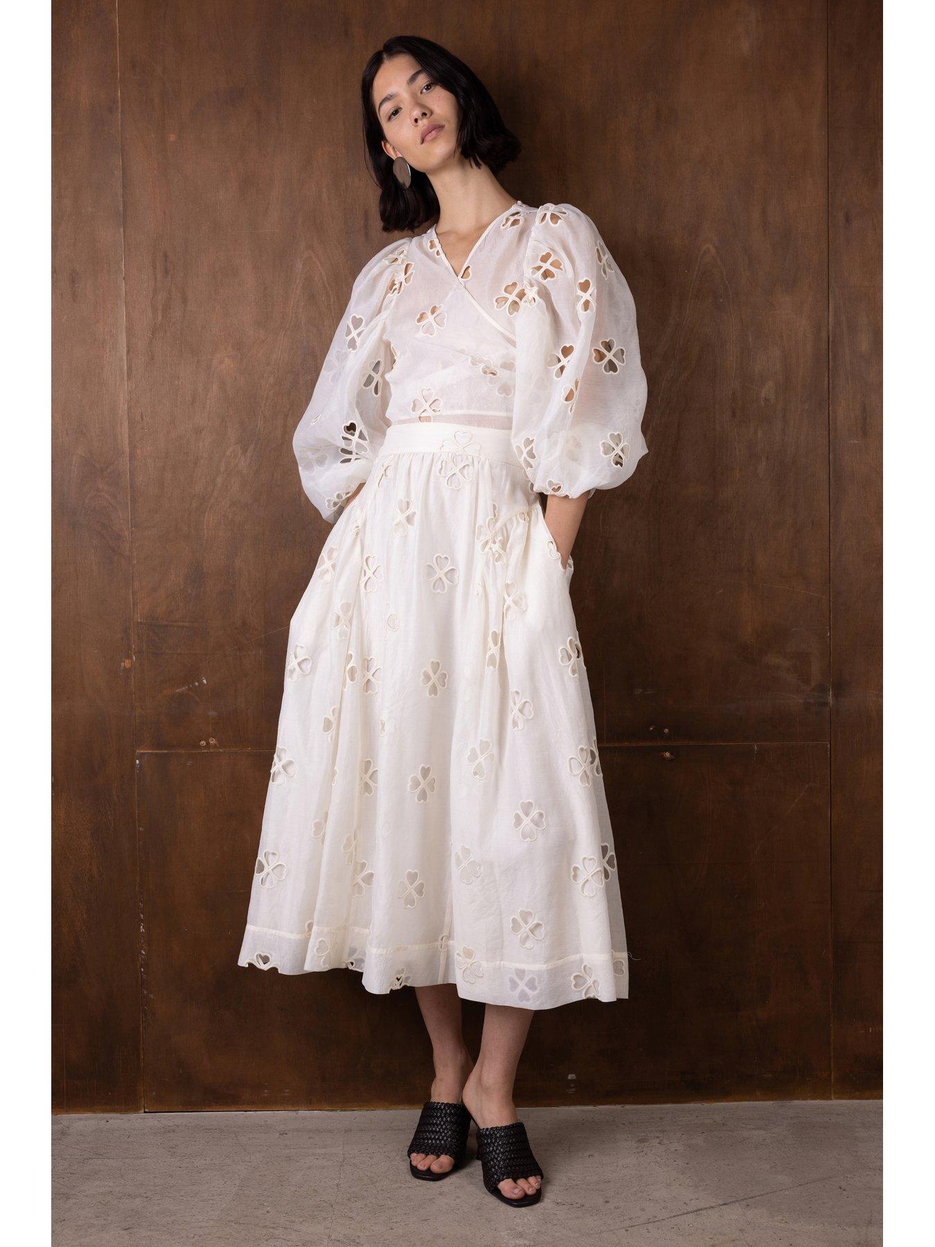 Vi.ve.re Enid Sheer Skirt - Ecru - Cream