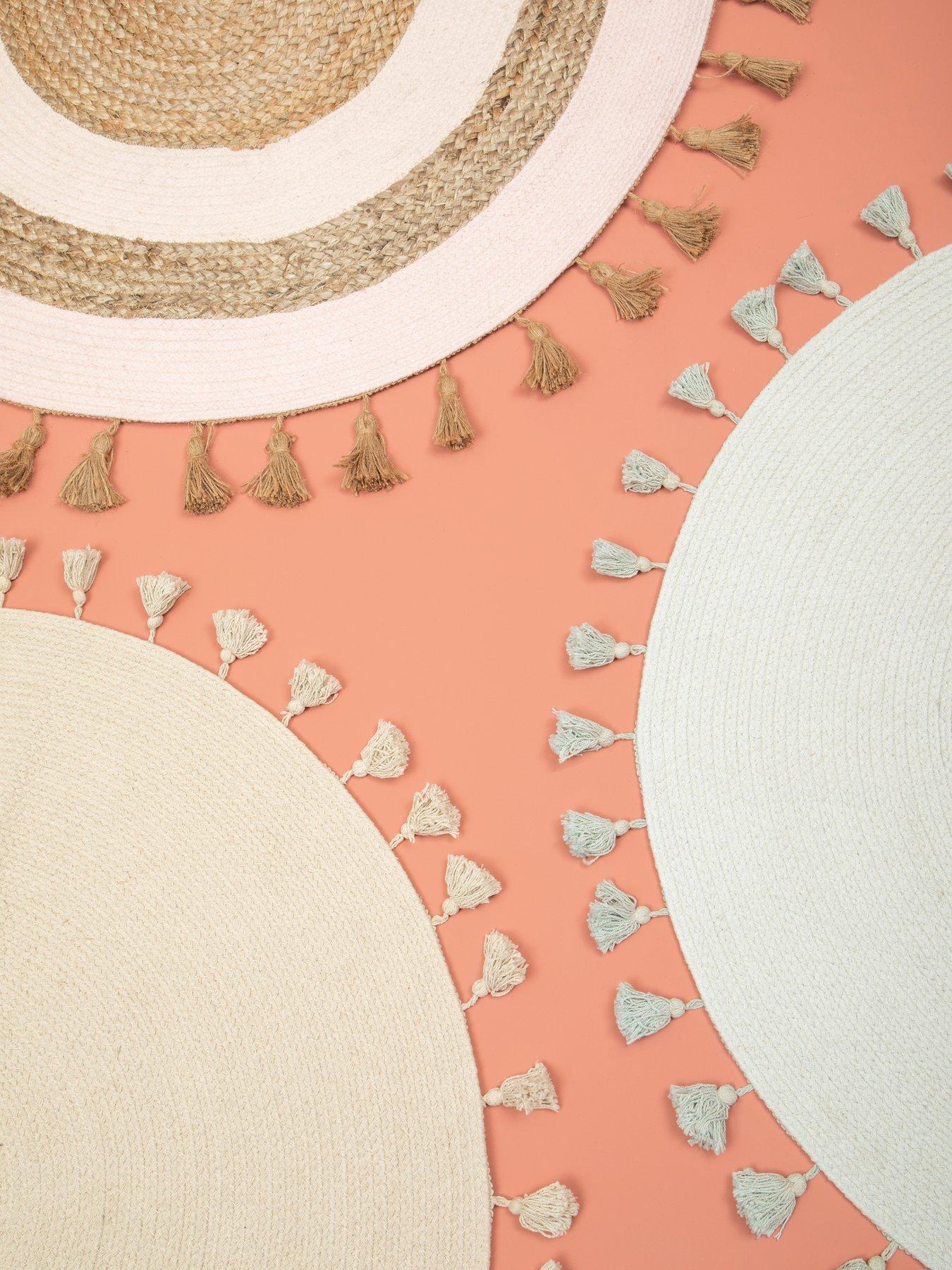 Interiors By Premier Kids Blue Round Rug With Tassels