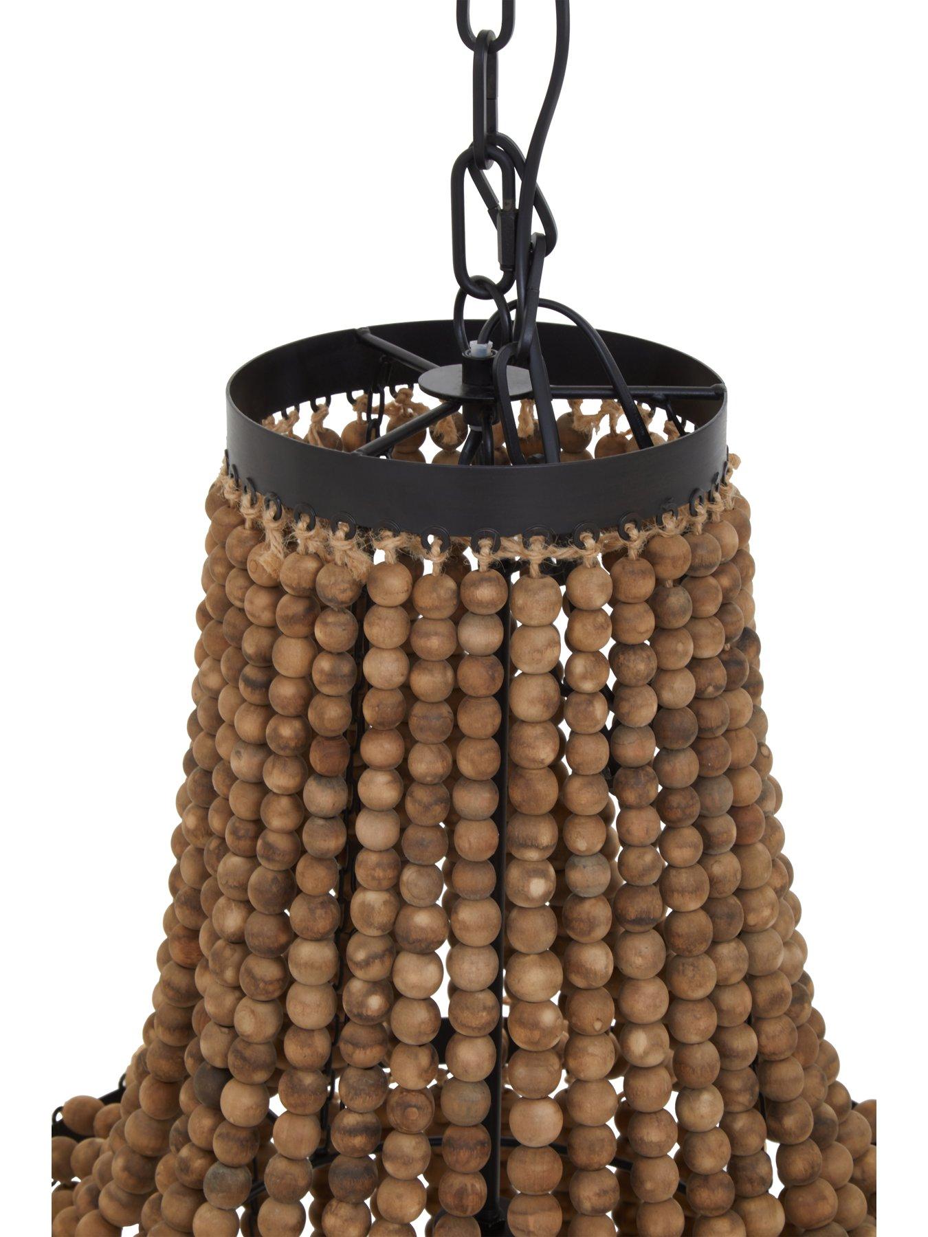  image of interiors-by-premier-lapiz-wood-chandelier