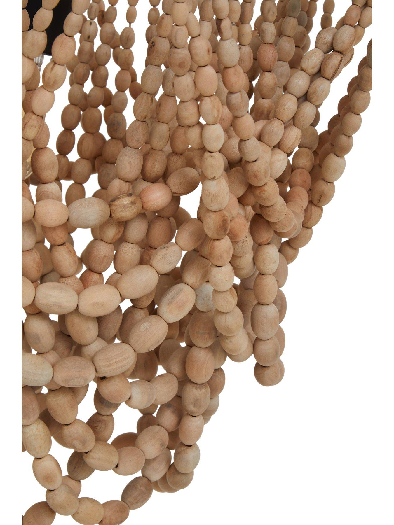 Image 6 of 7 of Interiors By Premier Lapiz Wood Bead Chandelier