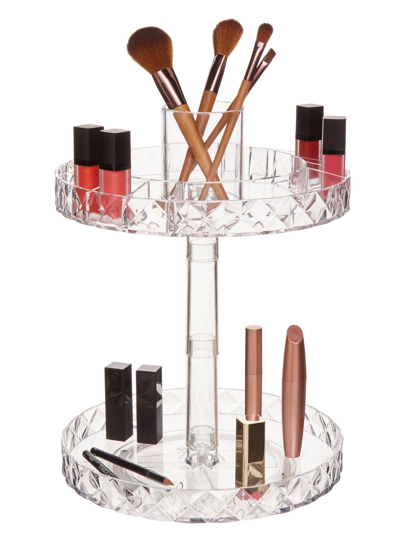 Image 3 of 7 of Interiors By Premier Beauty Two Tier Revolving Black Cosmetic Organiser