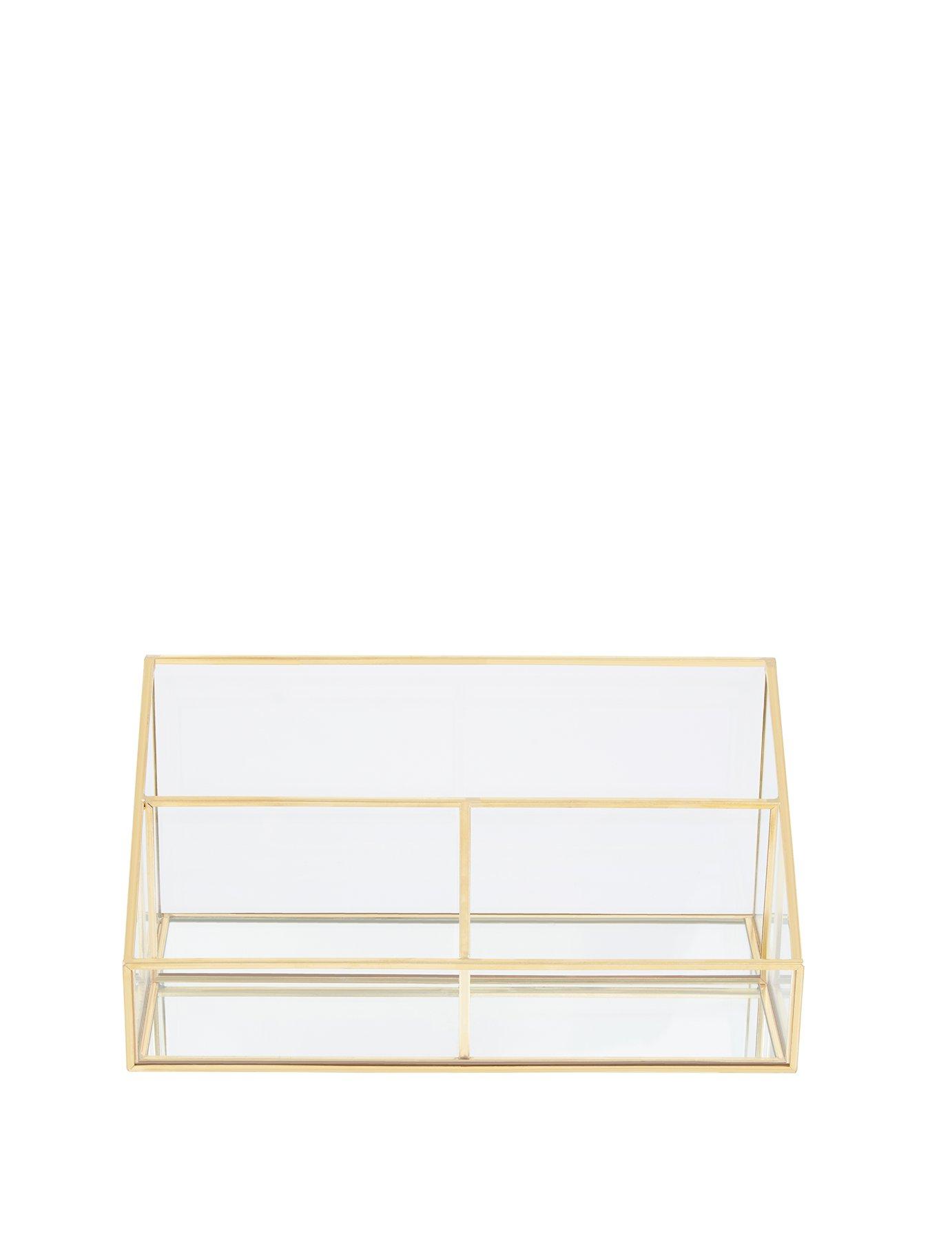  image of interiors-by-premier-beauty-glass-makeup-organiser-with-3-compartments