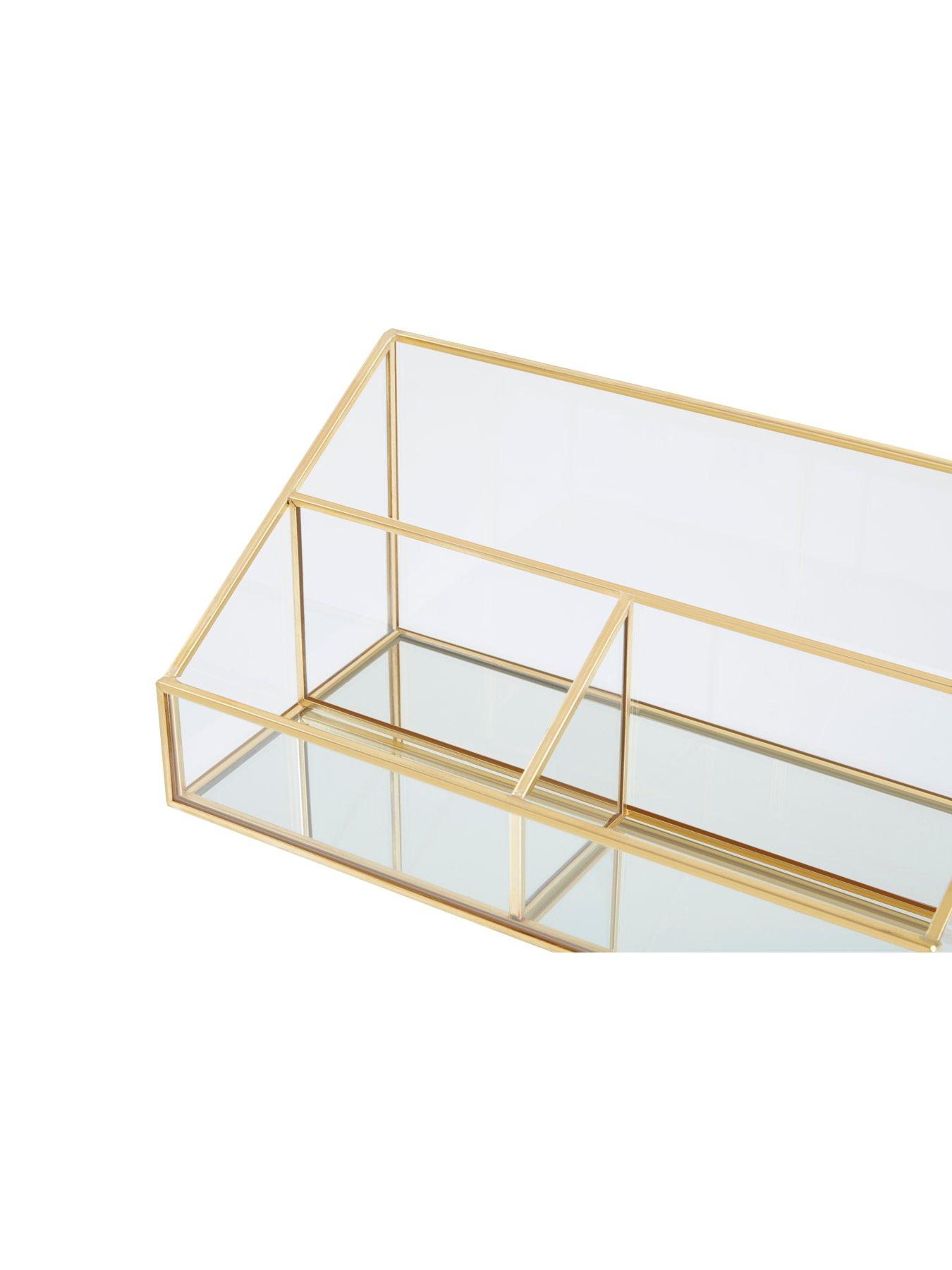 image of interiors-by-premier-beauty-glass-makeup-organiser-with-3-compartments
