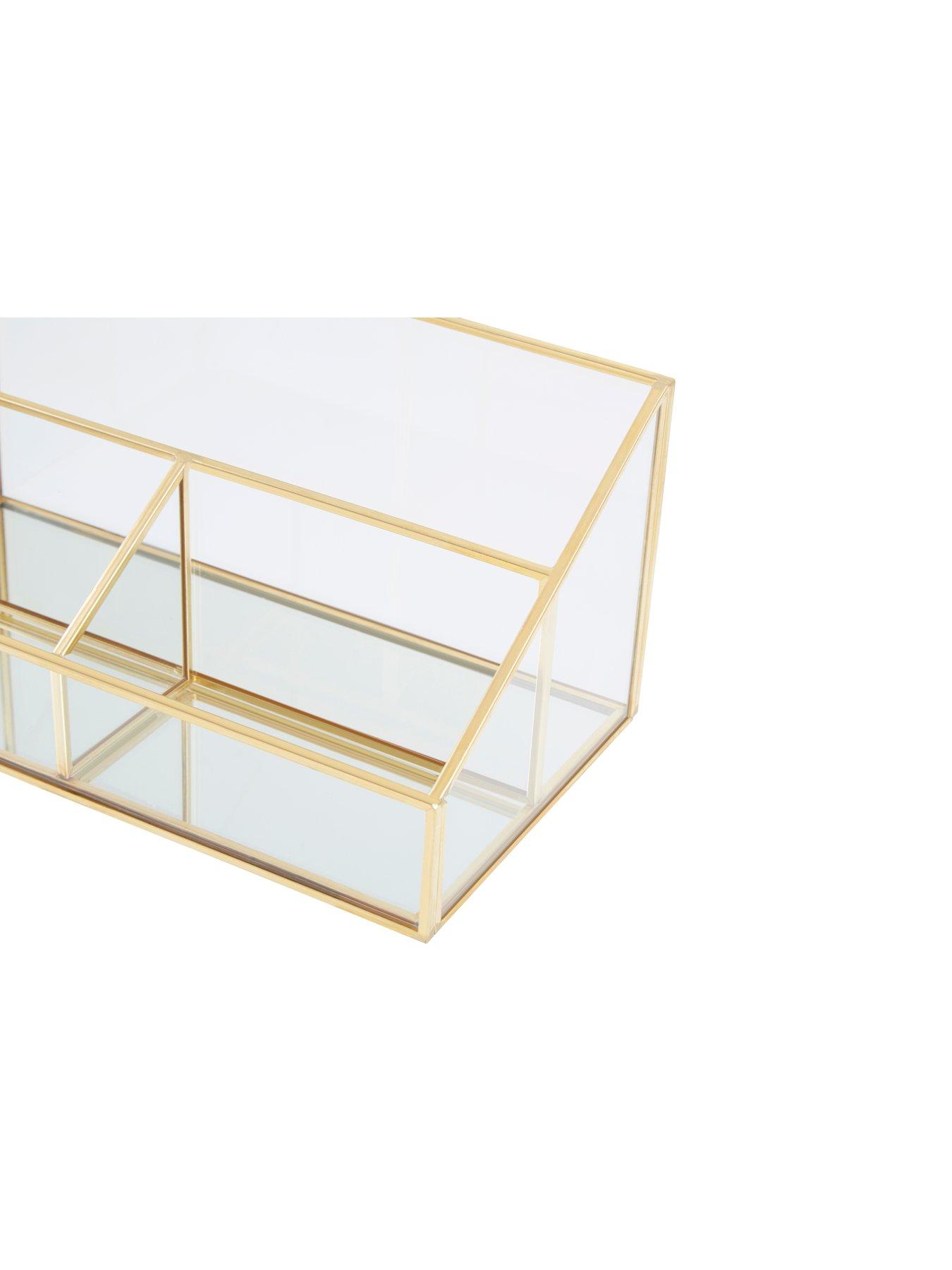  image of interiors-by-premier-beauty-glass-makeup-organiser-with-3-compartments
