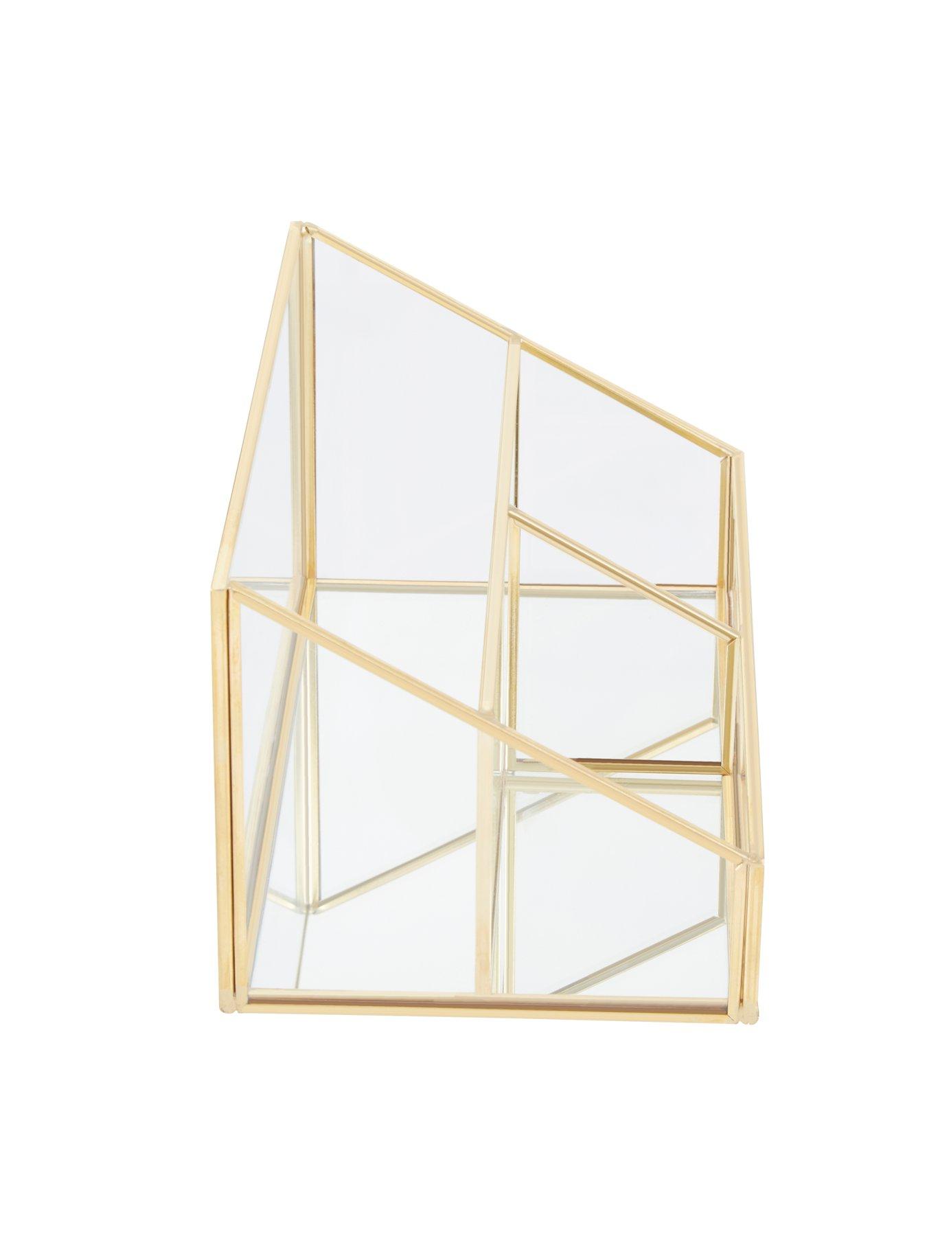  image of interiors-by-premier-beauty-glass-makeup-organiser-with-3-compartments