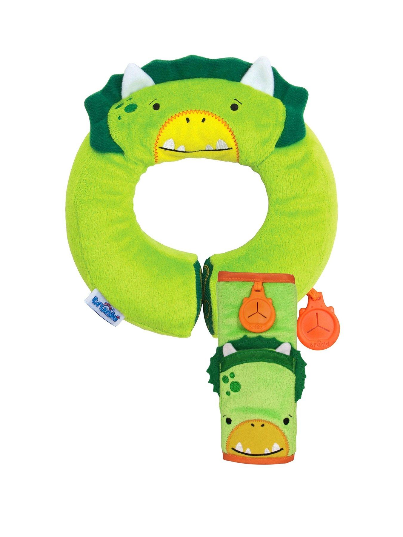 Image 1 of 6 of trunki SnooziHedz Seat Belt Pad + Yondi Travel Neck Pillow - Dudley Dinosaur -Green