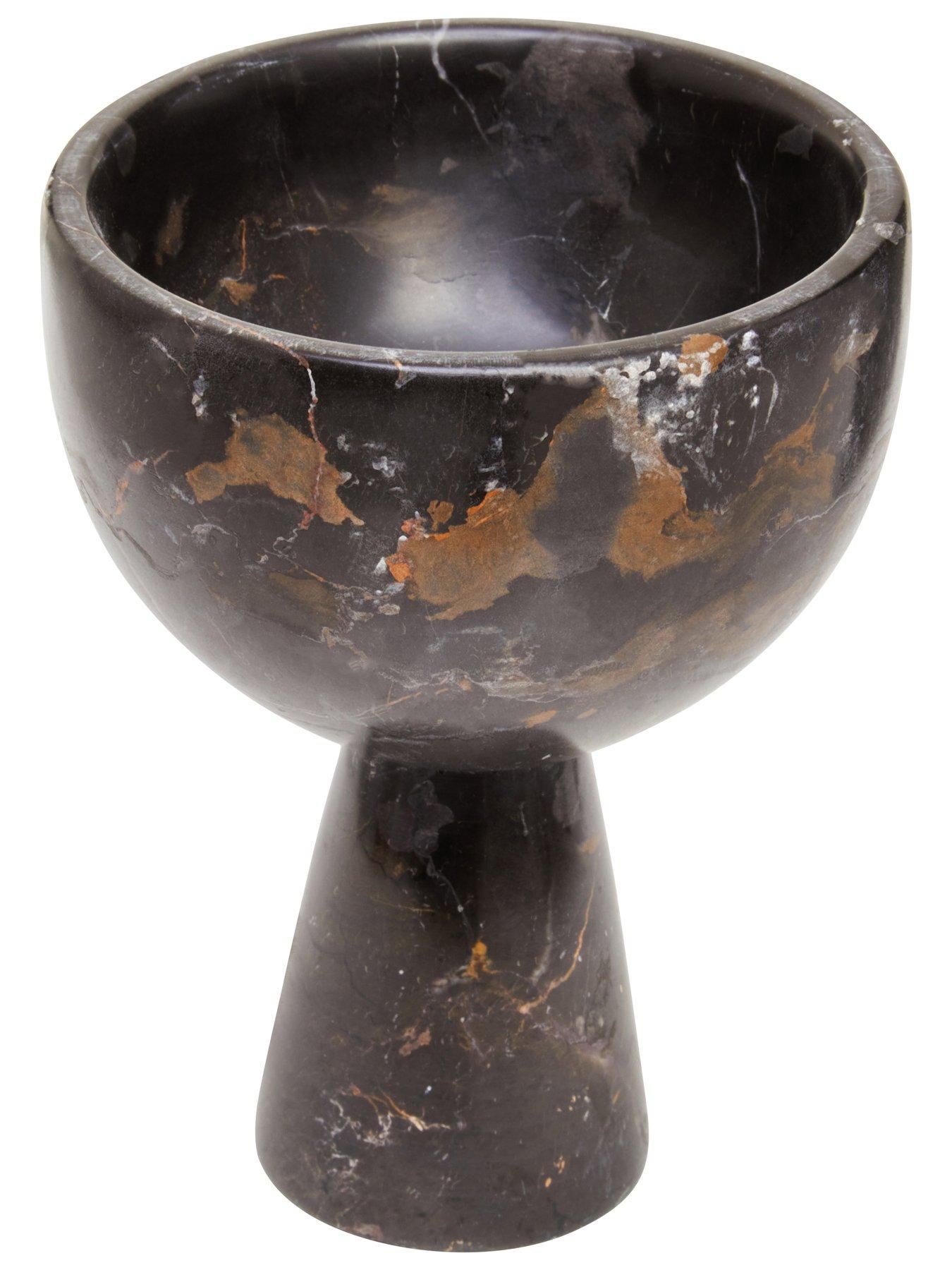 Image 3 of 5 of Interiors By Premier Salmo Small Black Marble Pedestal Bowl