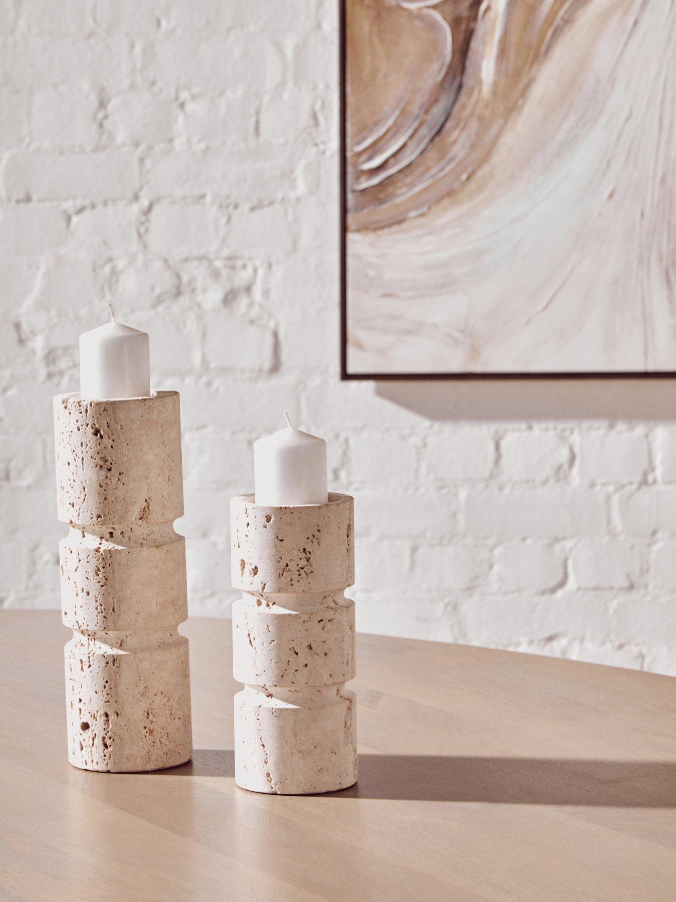 undefined Tibor Travertine Small Candle Holder