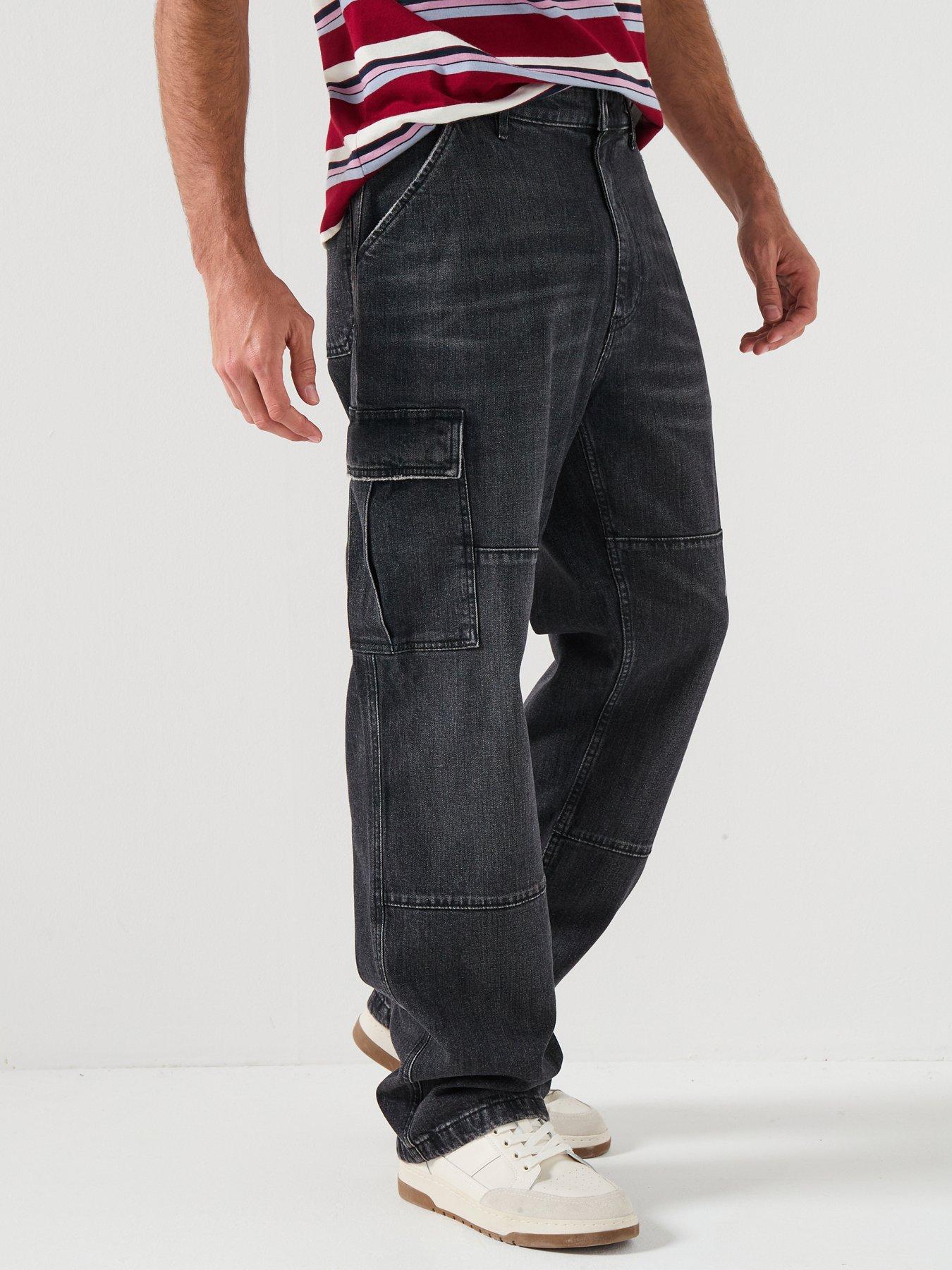 guess-jeans-denim-cargo-trousers-black