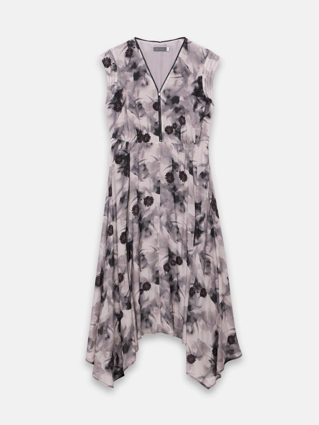 Image 5 of 6 of Mint Velvet Abstract Print Zip Dress - Grey