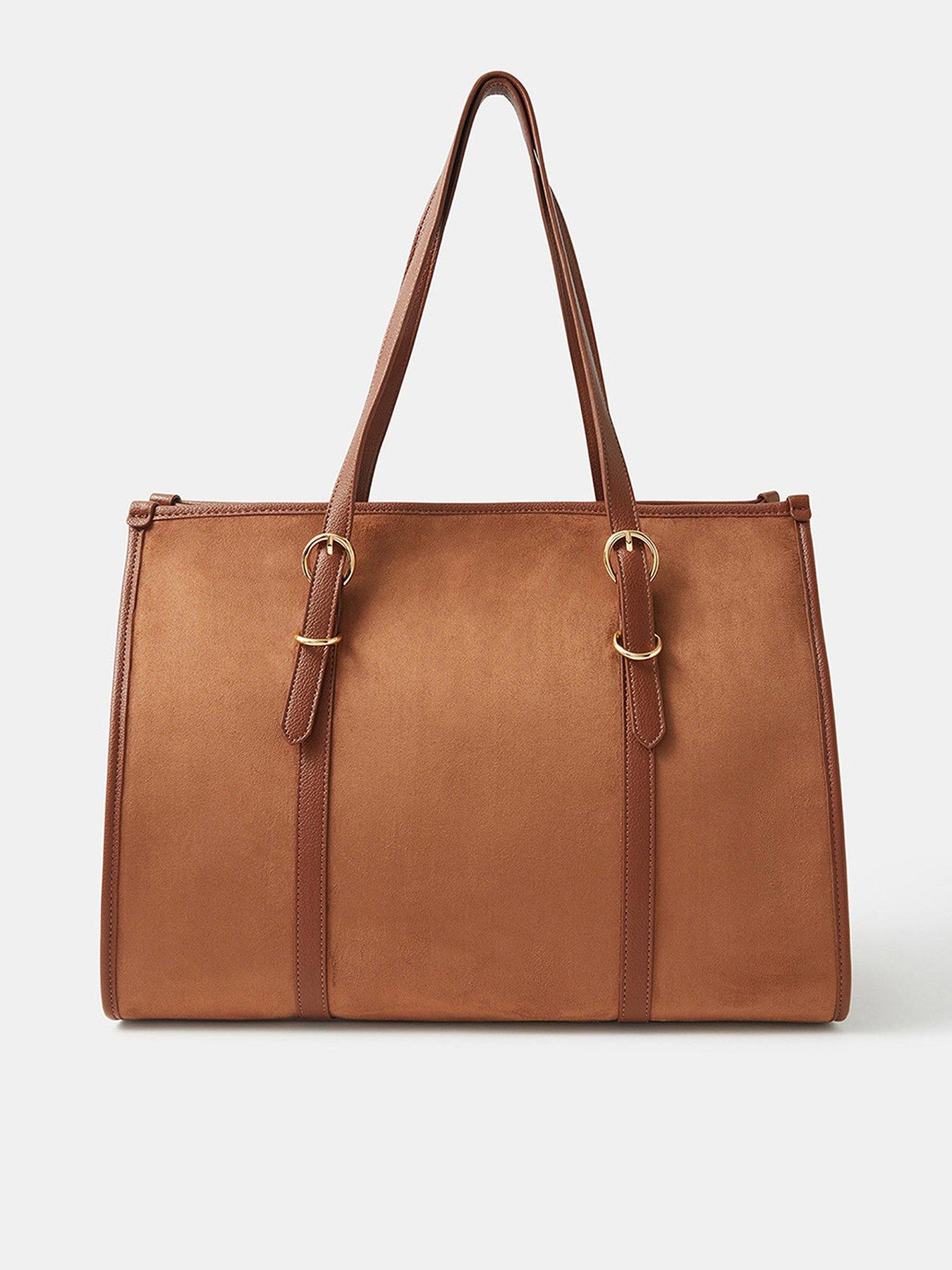 undefined Buckle Strap Suedette Shoulder Bag - Brown
