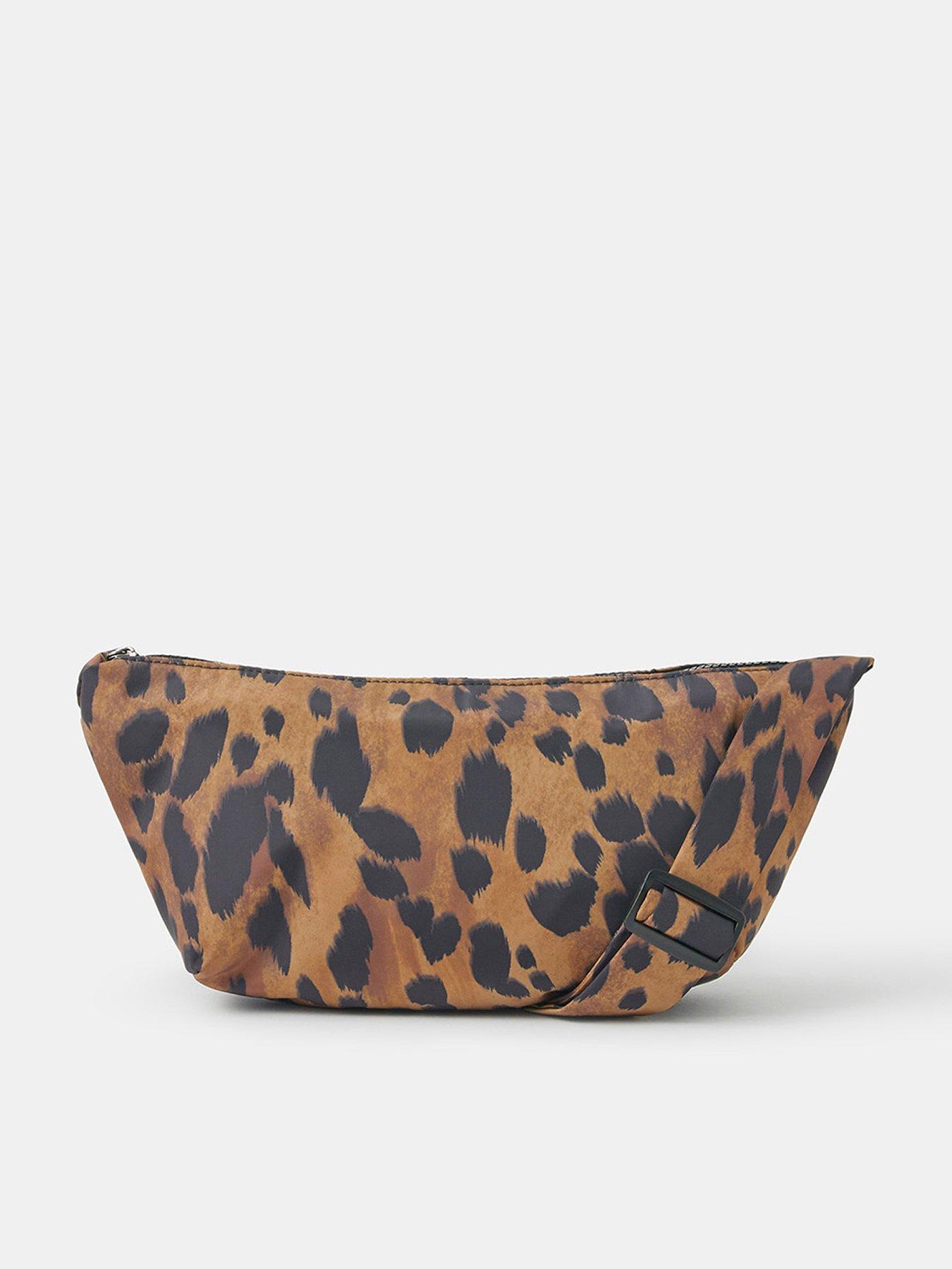 Image 1 of 5 of Accessorize Animal Print Sling Crossbody Bag - Brown