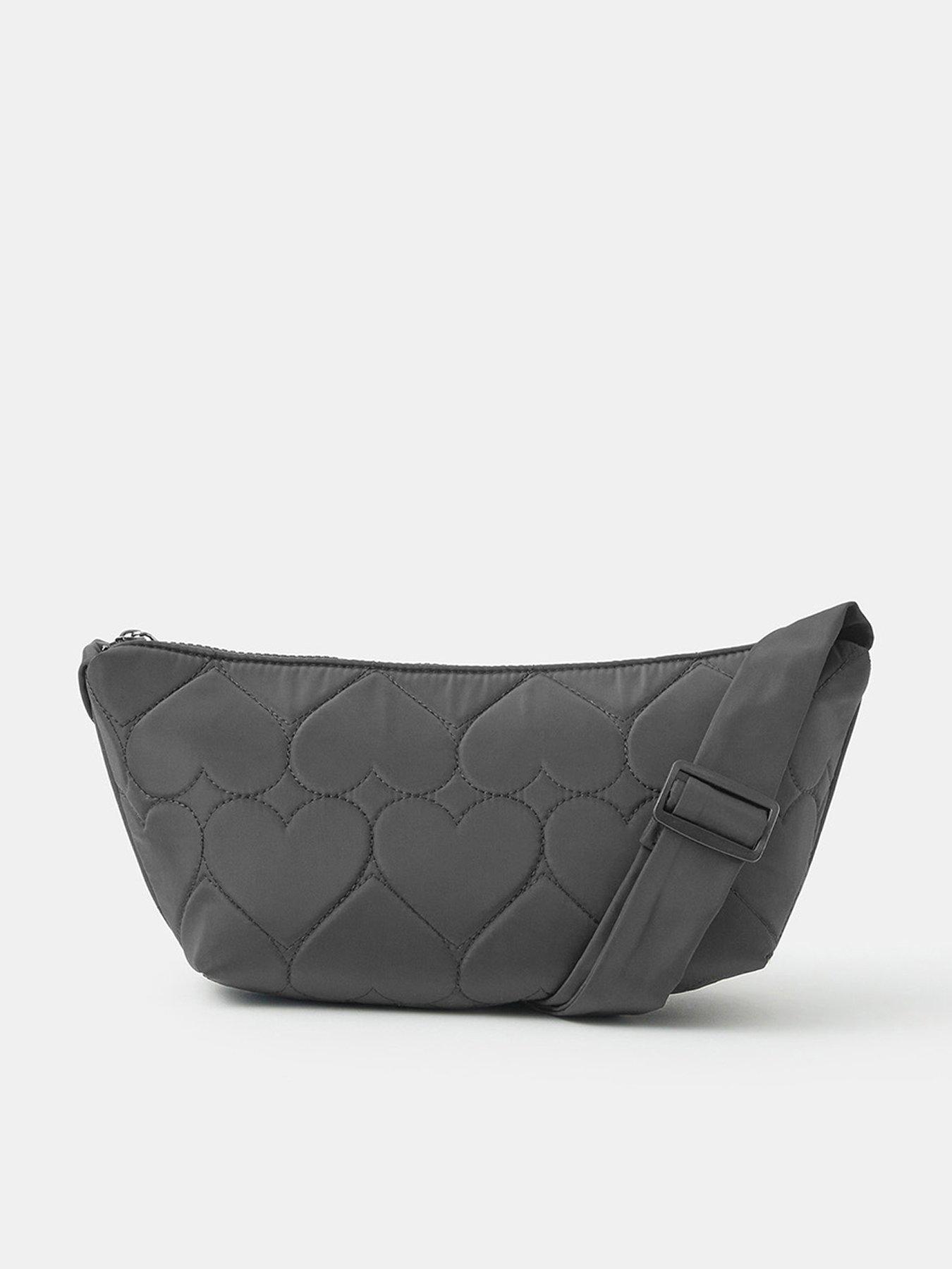 undefined Heart Quilted Sling Crossbody Bag - Black