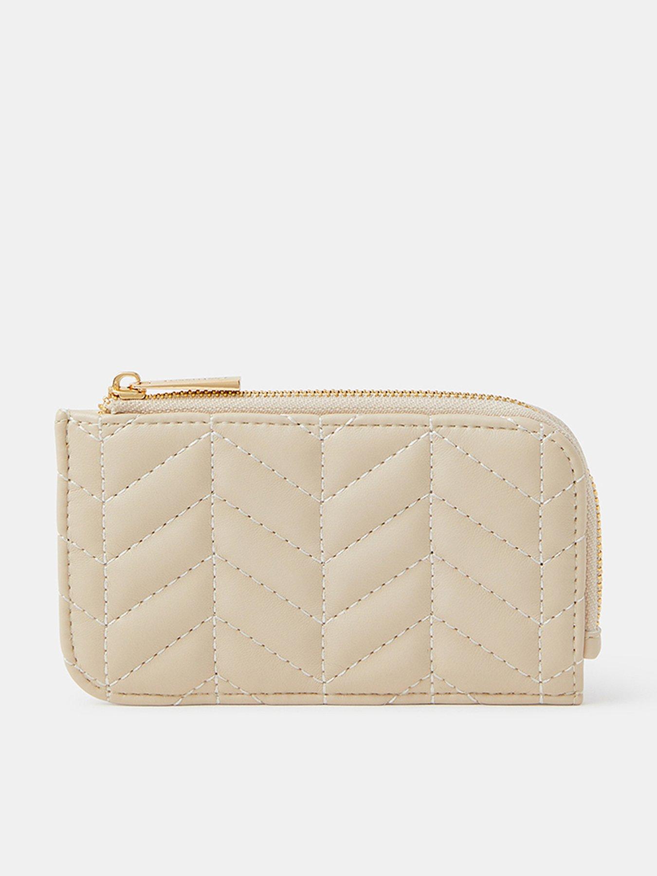 undefined Chevron Quilted Card Holder - Cream