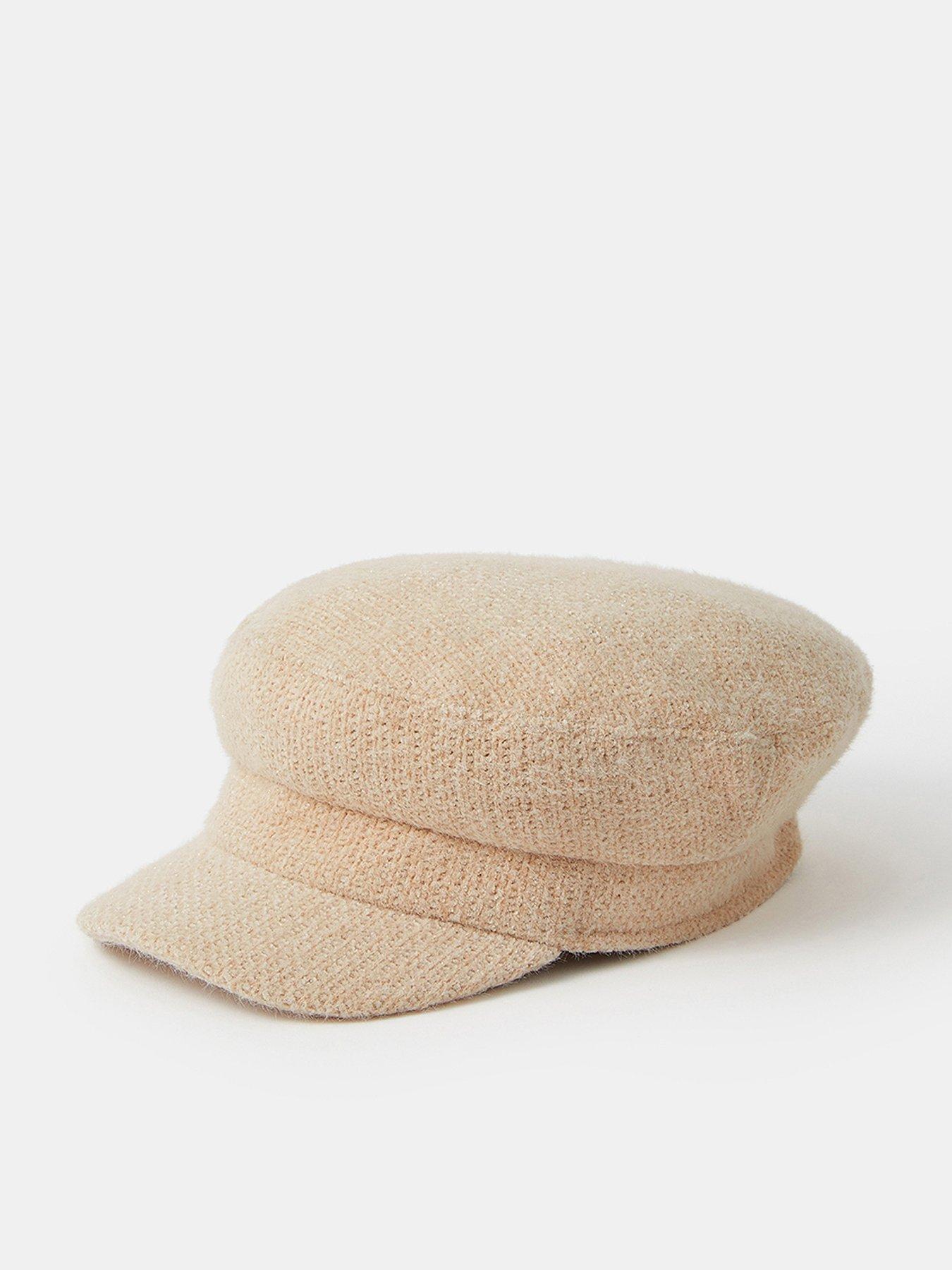 undefined Textured Baker Boy Hat - Cream