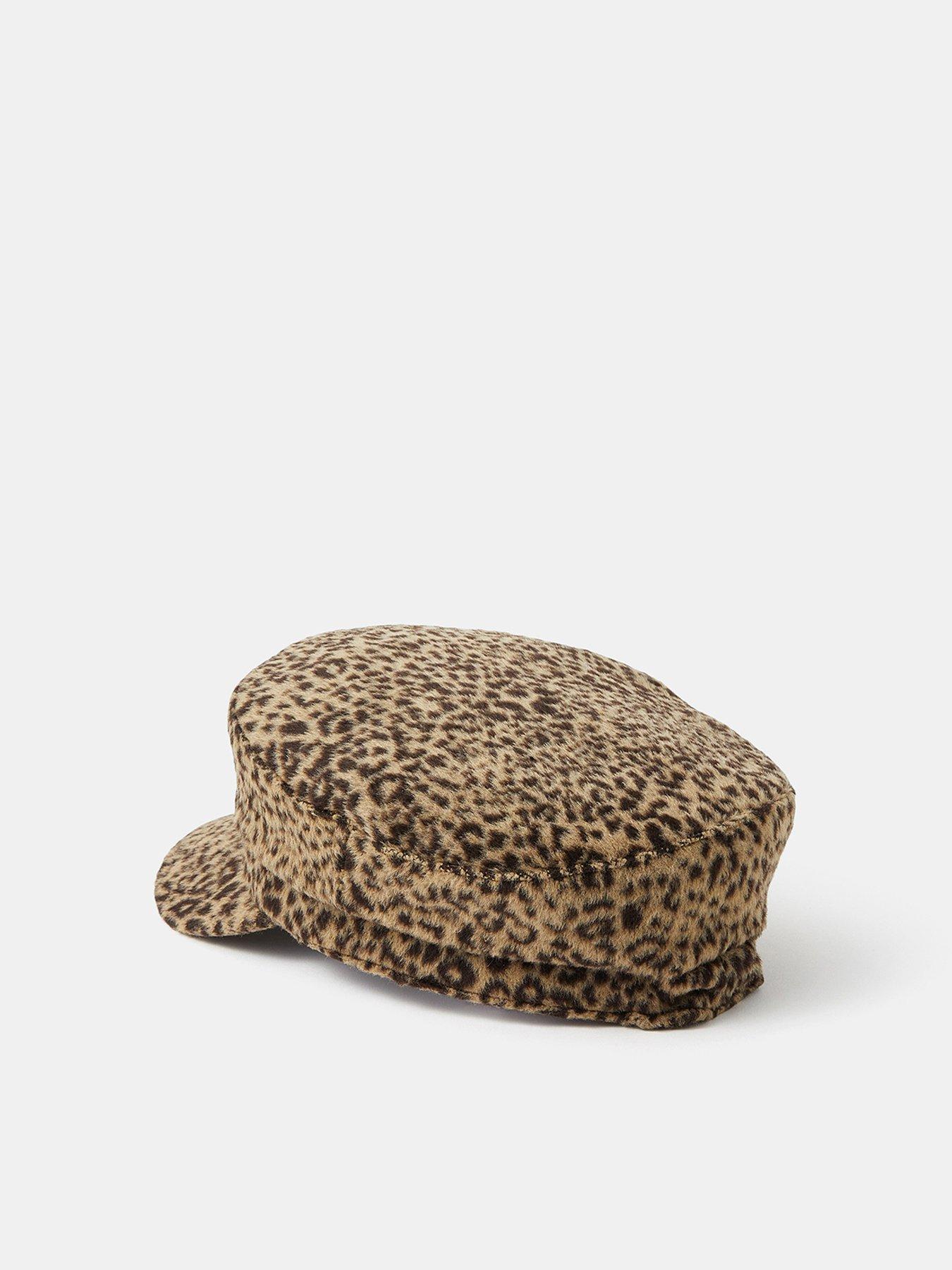 Image 3 of 4 of Accessorize Cheetah Print Baker Boy Hat - Brown