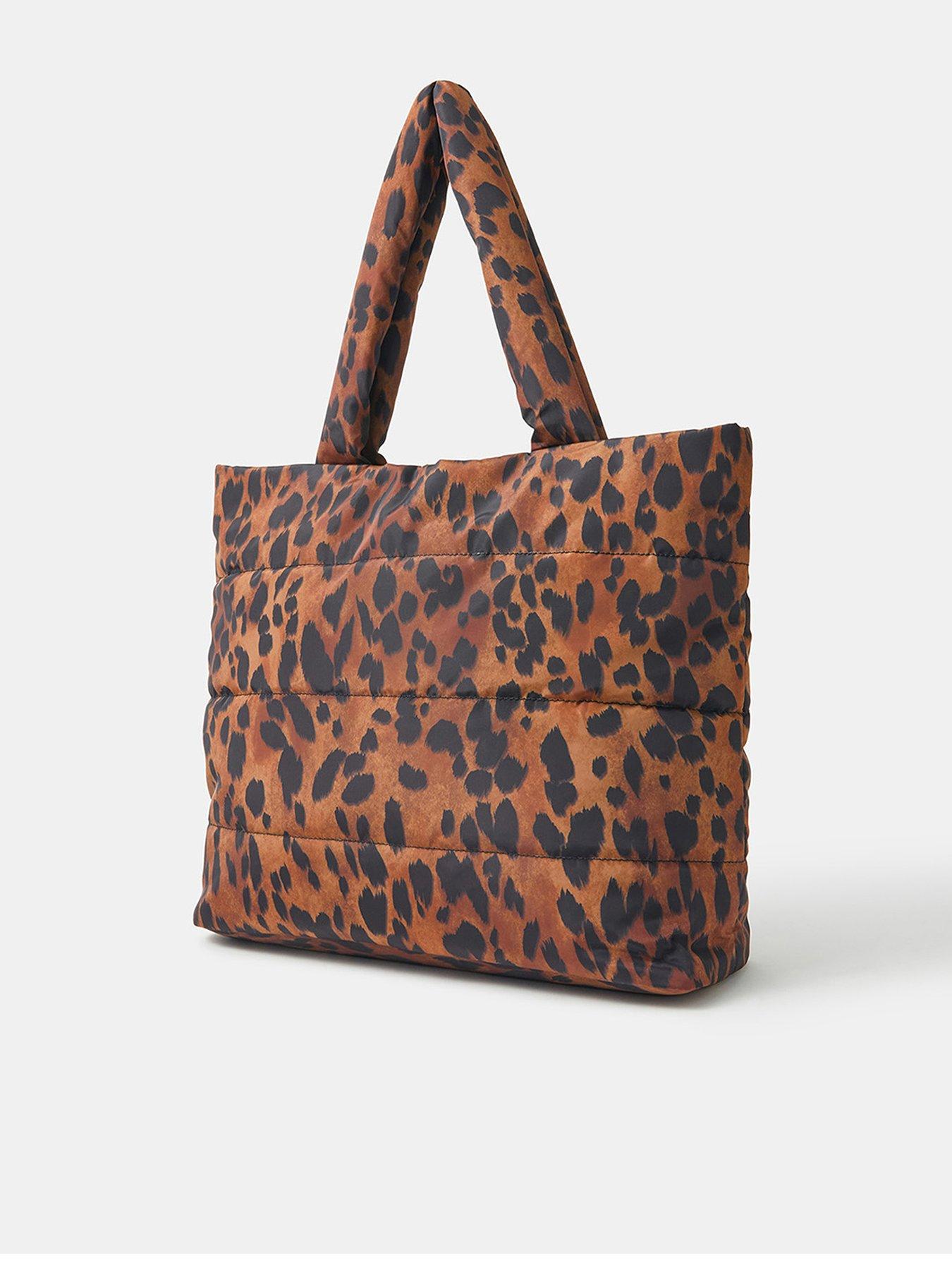 Image 3 of 5 of Accessorize Animal Print Quilted Shopper Bag - Brown
