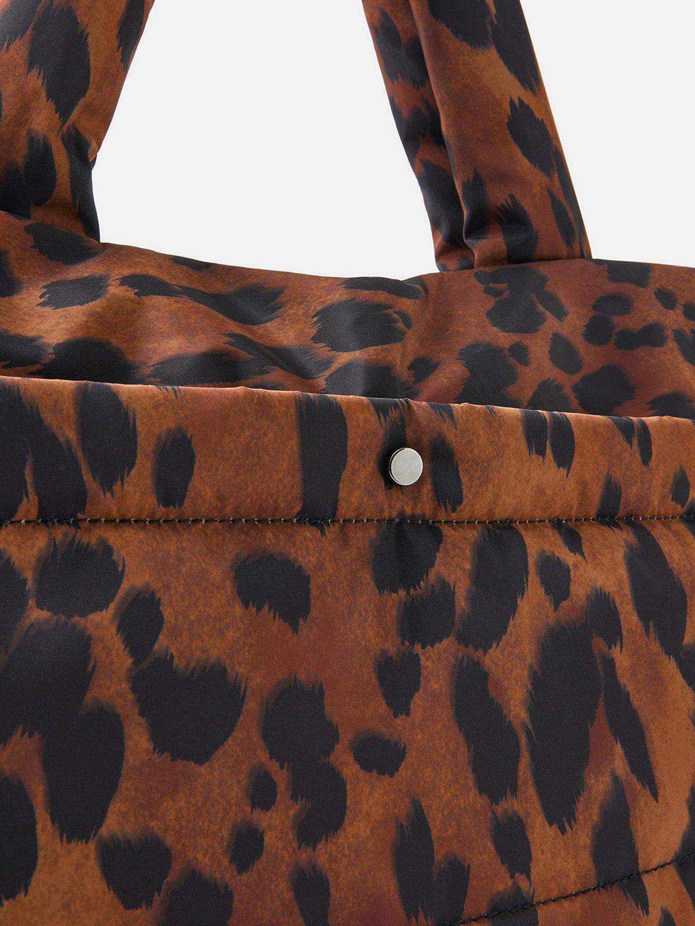 Image 4 of 5 of Accessorize Animal Print Quilted Shopper Bag - Brown